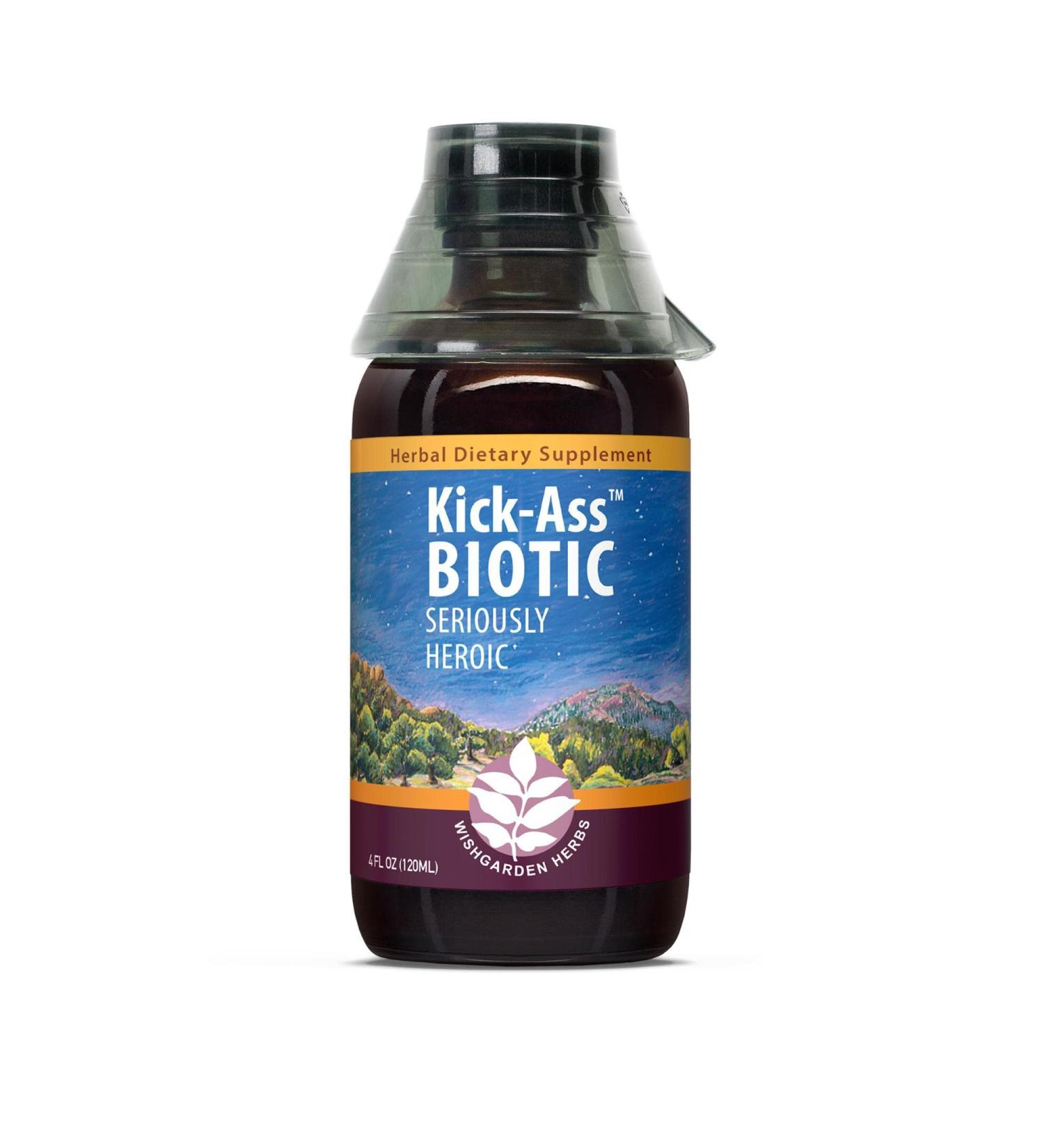 WishGarden Herbs Kick-Ass Biotic 4oz - Organic Usnea Lichen Immune Support Tincture for Natural Immune Response - Herbal Drops for Healthy Immune System - Buy Online on GoSupps.com