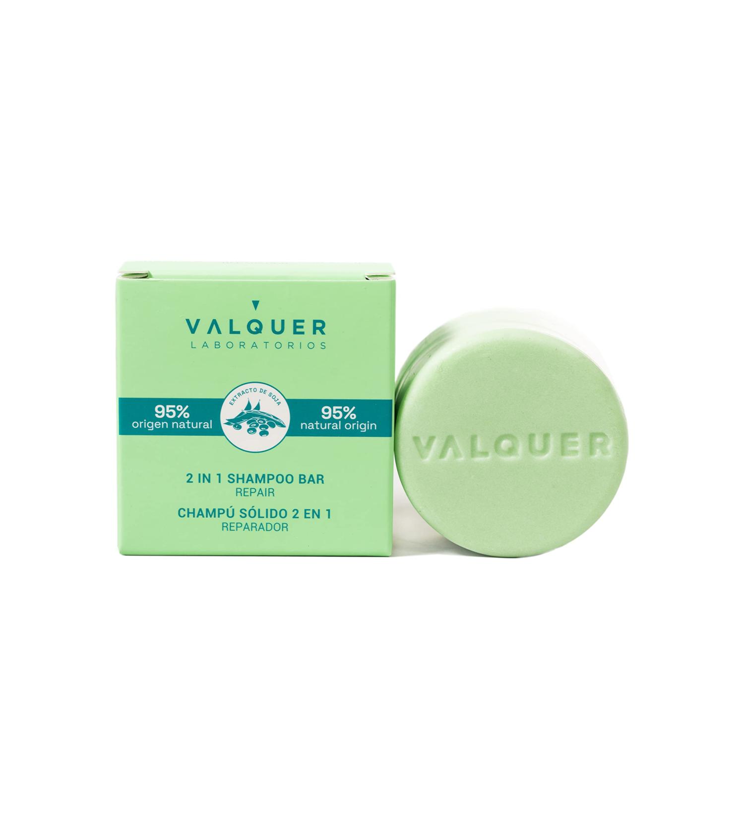 Valquer Laboratorios - 2 in 1 solid shampoo repairer (shampoo and conditioner) - 95% natural ingredients - Damaged hair - Vegan - Protects and repairs - 70 Gr - Buy Online on GoSupps.com