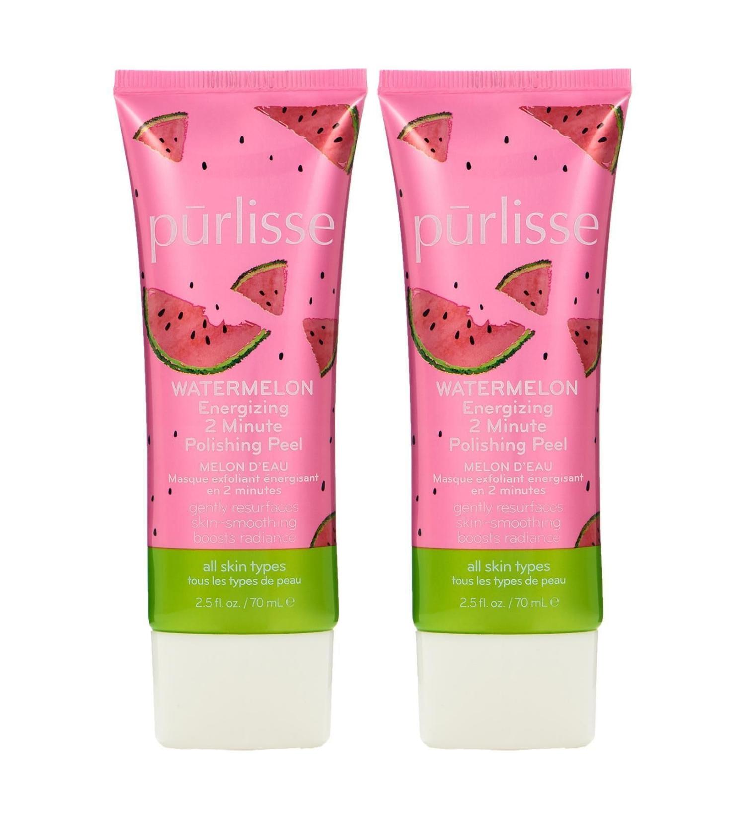 Purlisse Watermelon Energizing 2 Minute Polishing Peel Cruelty-free Paraben & Sulfate-free Brightening & Smoothing 2 Pack