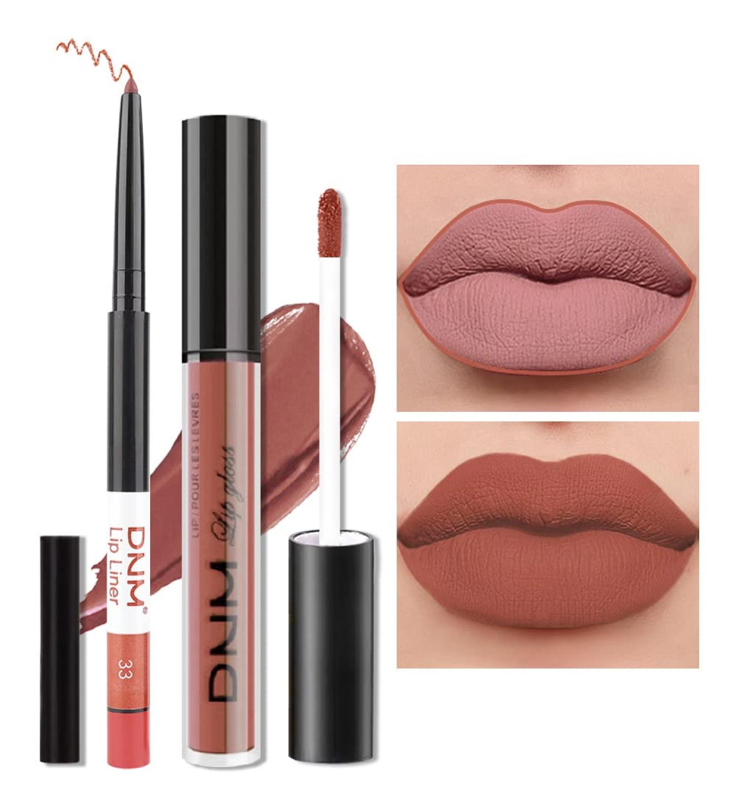 AMY'S DIARY 2pcs Nude Matte Lip Liner and Lipstick Set | Liquid Lipstick 24H | Waterproof & Long Lasting | Matt Lips Makeup Kit - Buy Online on GoSupps.com