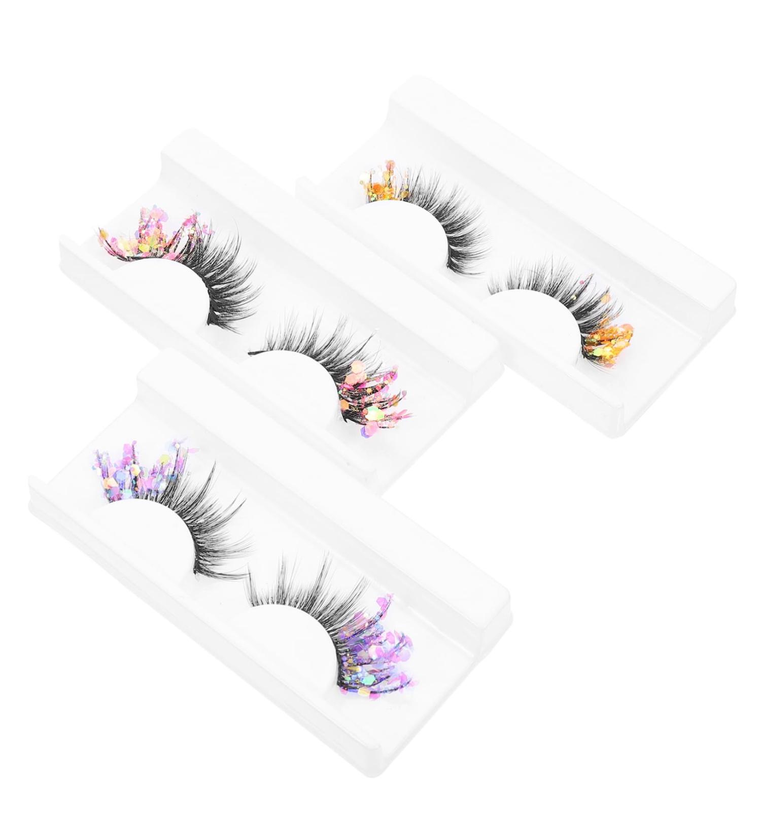 FRCOLOR 3 Pairs Fluorescent False Eyelashes Lashes with Color Lashes with Glitter Colored Lashes Glitter Lash Extensions Glitter Lashes Long Fake Eyelash Slim High-grade Fiber Sequins 3d - Buy Online on GoSupps.com