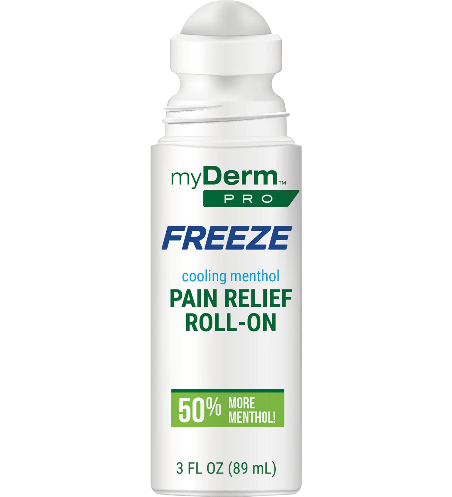 Myderm PRO Freeze Roll-On 3 fl oz - Extra Strength 6% Menthol - Hands-Free Topical Support - Made in USA - Buy Online on GoSupps.com