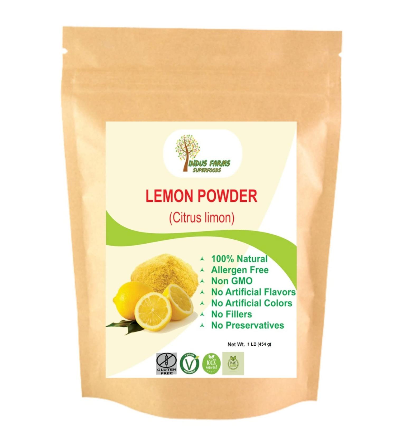 Indus Farms 100% Natural Lemon Powder 1 LB Nutritious Baking/Cooking Ingredient Instant Lemonades GMO-Free Vegan Free from Refined Sugars 1 Pound (Pack of 1) - Buy Online on GoSupps.com