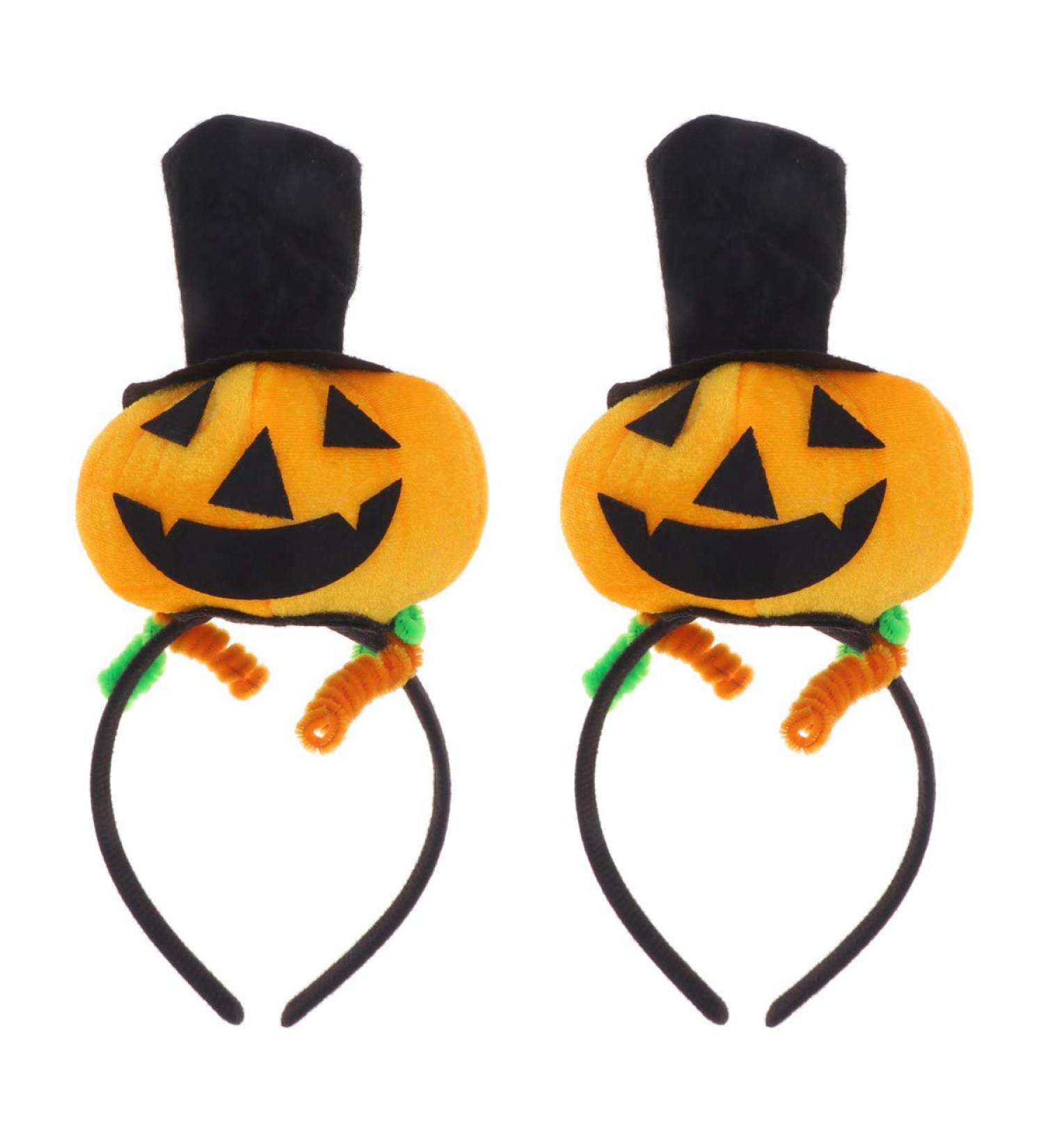 Minkissy 2-Piece Halloween Pumpkin Headbands | Black Hat Pumpkin Ball Design Hair Hoop for Halloween Party Decor - Buy Online on GoSupps.com