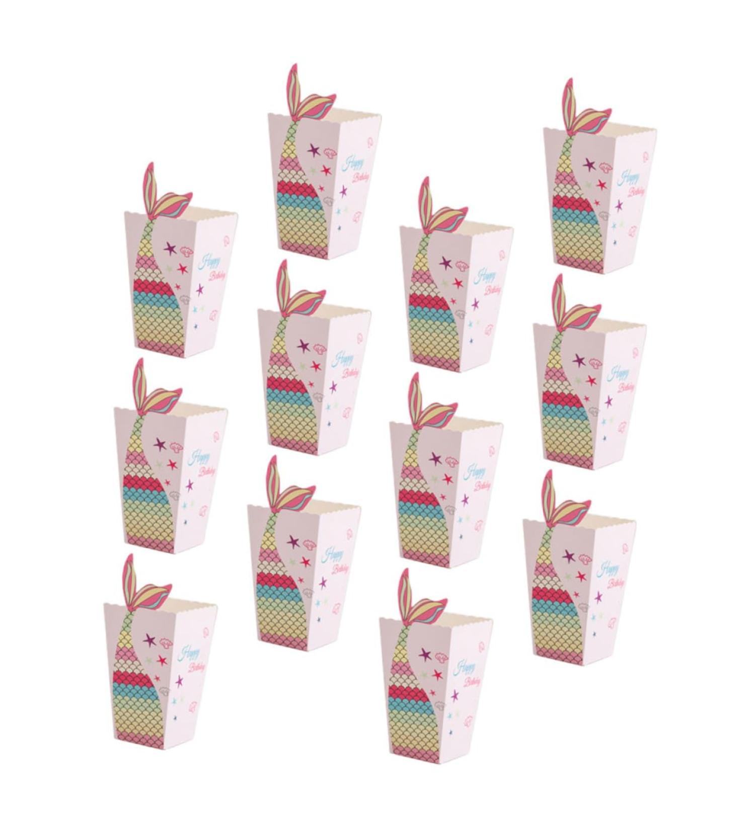 Zerodeko 12pcs Boxes Mermaid Chip Box Mermaid Popcorn and Chips Boxes Popcorn Cone Bags Cookie Container Popcorn Packing Boxes Popcorn Container Baking Boxes White Cardboard Paper Snack Box - Buy Online on GoSupps.com