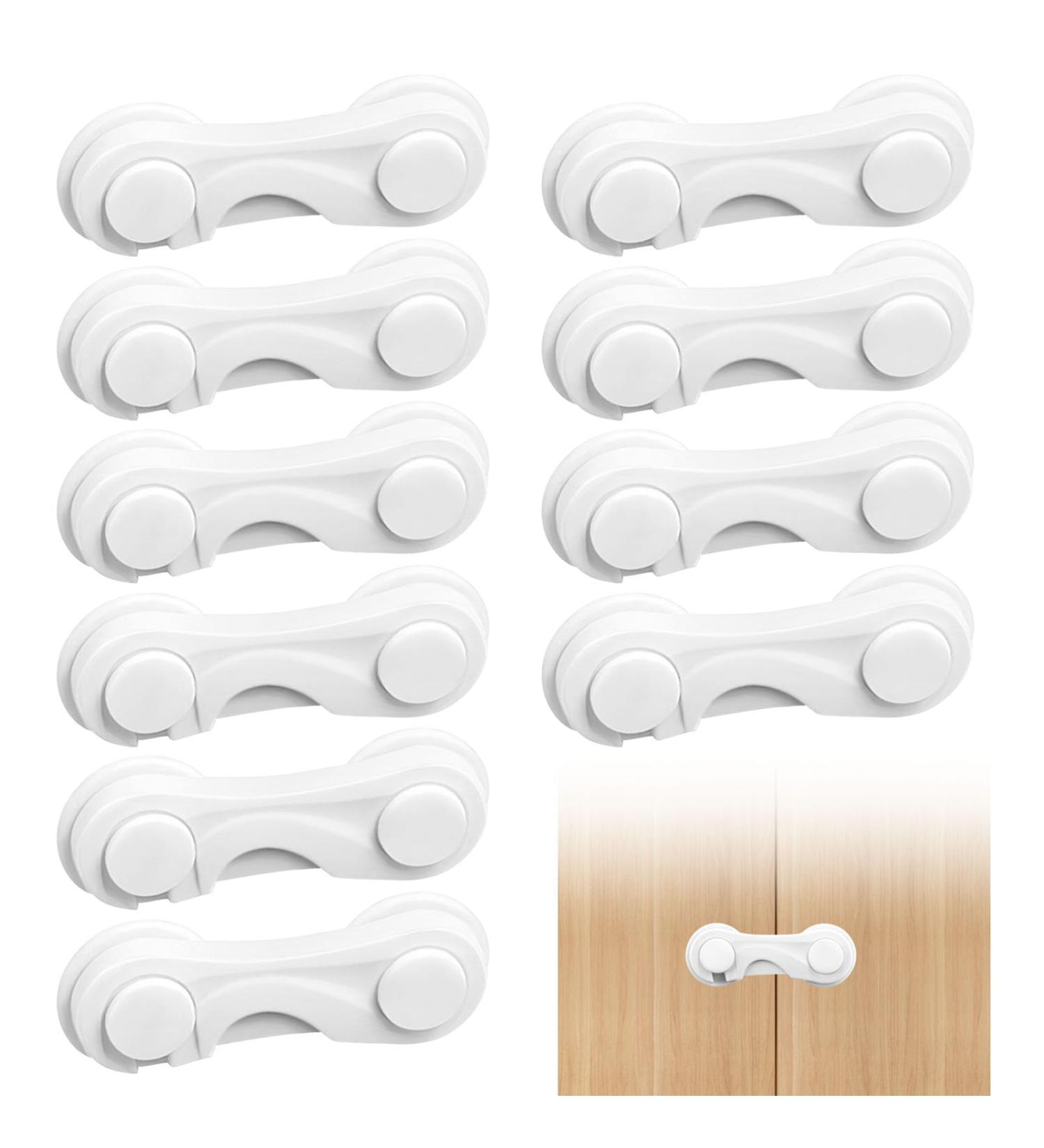 10Pcs Child Safety Cupboard Locks - Baby Proof Cabinets, Drawers, Doors, and Fridge - Strong Adhesive - Kitchen Furniture Protection - Buy Online on GoSupps.com