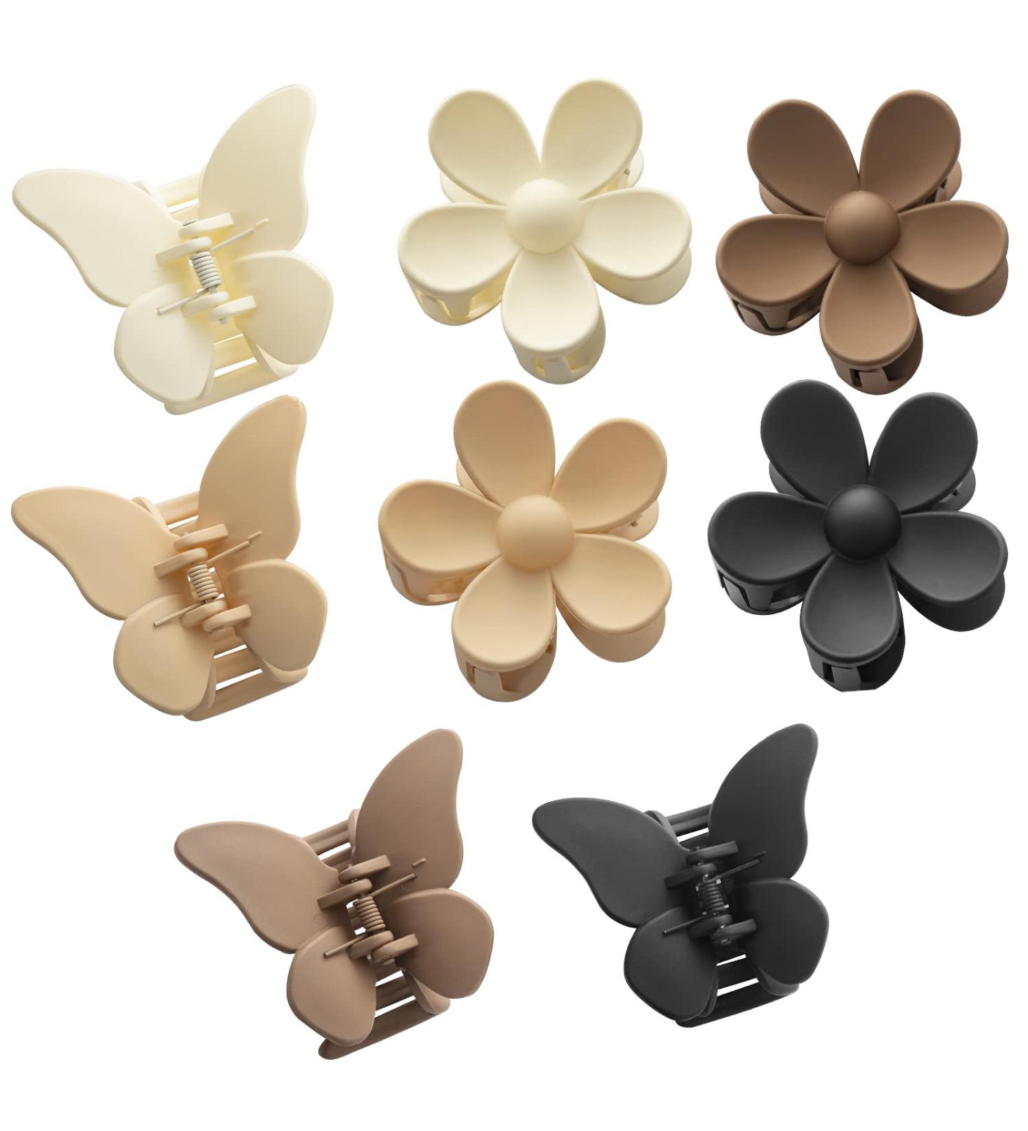 8Pcs Large Hair Claw Clips for Thick Hair - Strong Matte Jaw Clips for Women - Non-slip Butterfly Hair Clips (2 Styles) - Buy Online on GoSupps.com