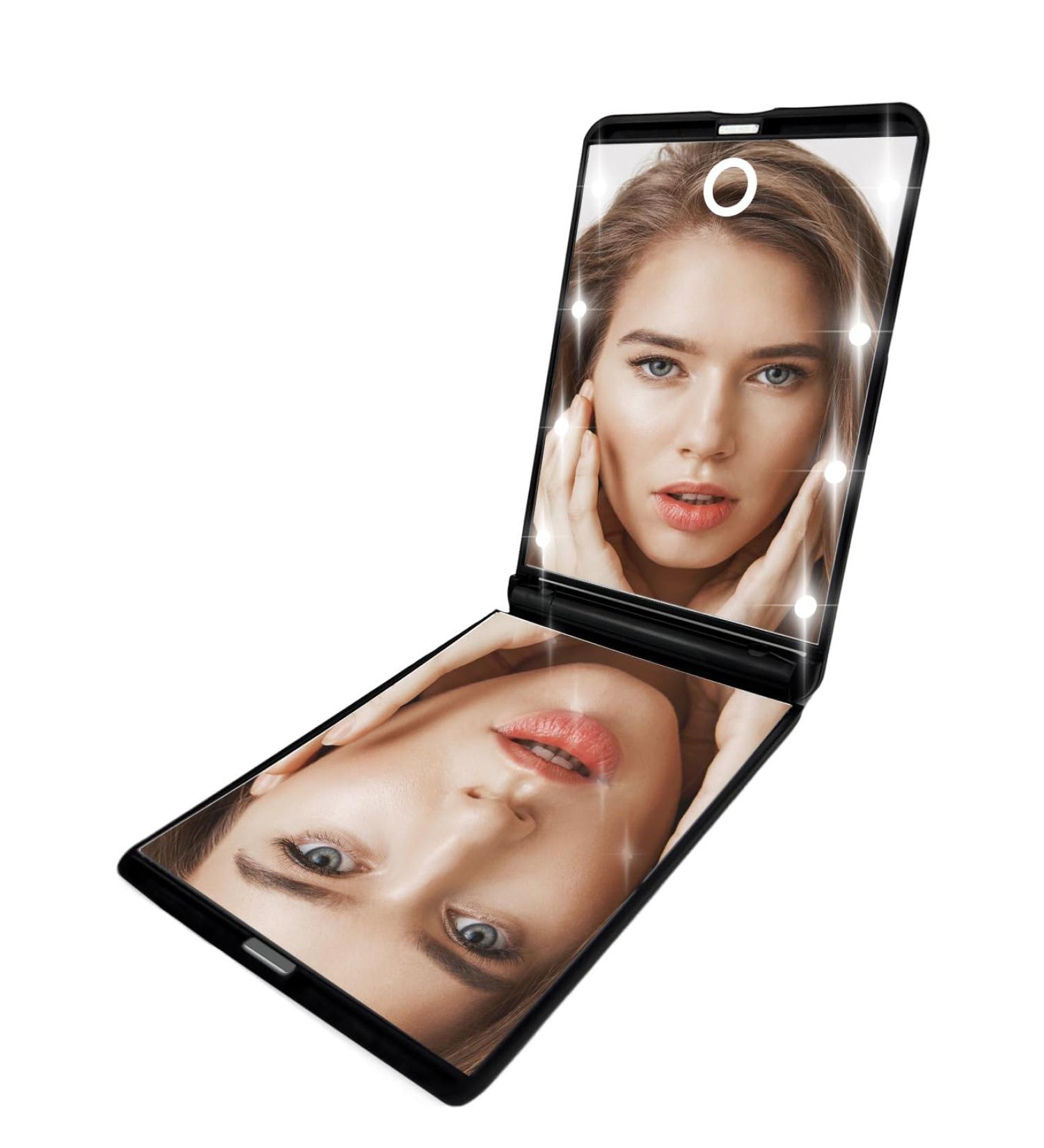 Portable Compact Makeup Mirror with LED Lights - Perfect Handbag Mirror for Travel - Great Gift for Teenage Girls and Women - Buy Online on GoSupps.com
