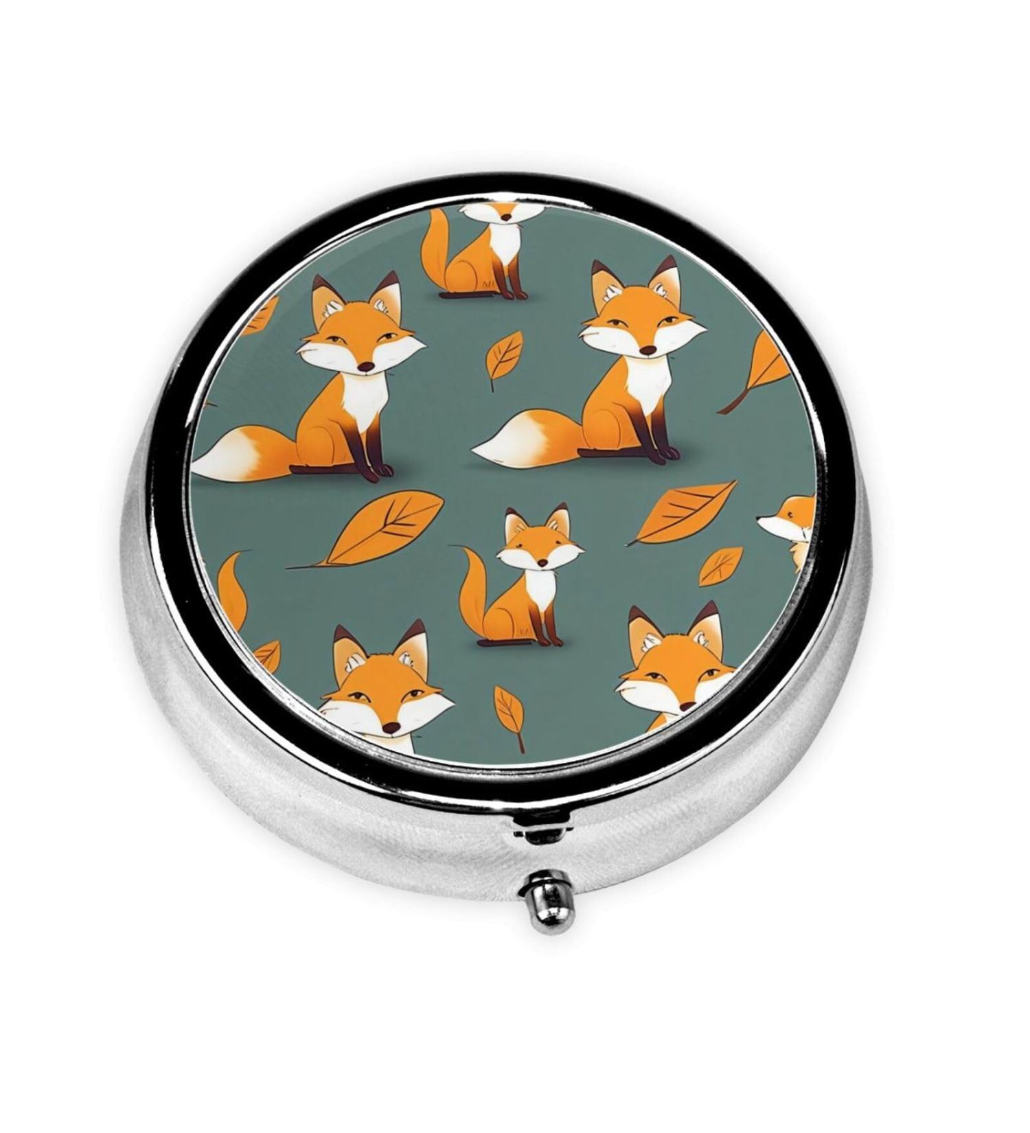 Yellow Fox Portable Metal Pill Box - Round Mini 3-Compartment with Hinged Fastening | Ideal for Small Pills & Travel | International Shipping Available - Buy Online on GoSupps.com