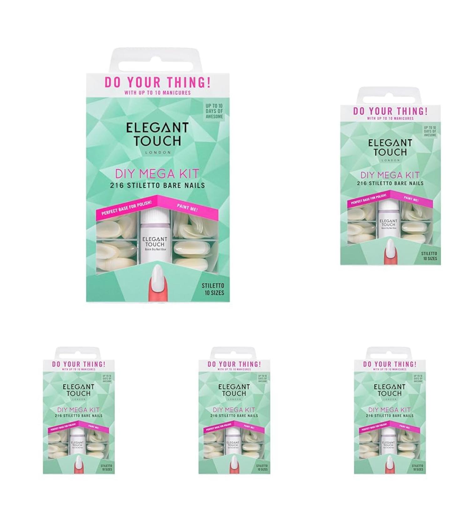 Elegant Touch Bare Nails Mega Kit Stiletto (Pack of 5) 216 Count (Pack of 5) - Buy Online on GoSupps.com