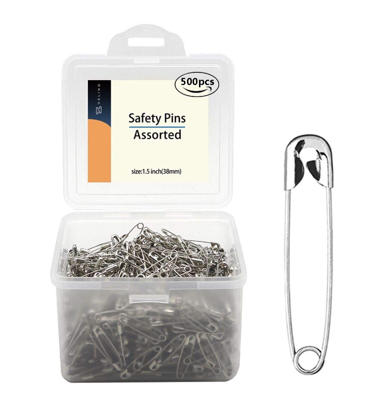 500 Pack 1.5Inch Safety Pins Bulk with Convenient Box - Size 2 Small Pins for Clothes, Home, Office - Buy Online on GoSupps.com