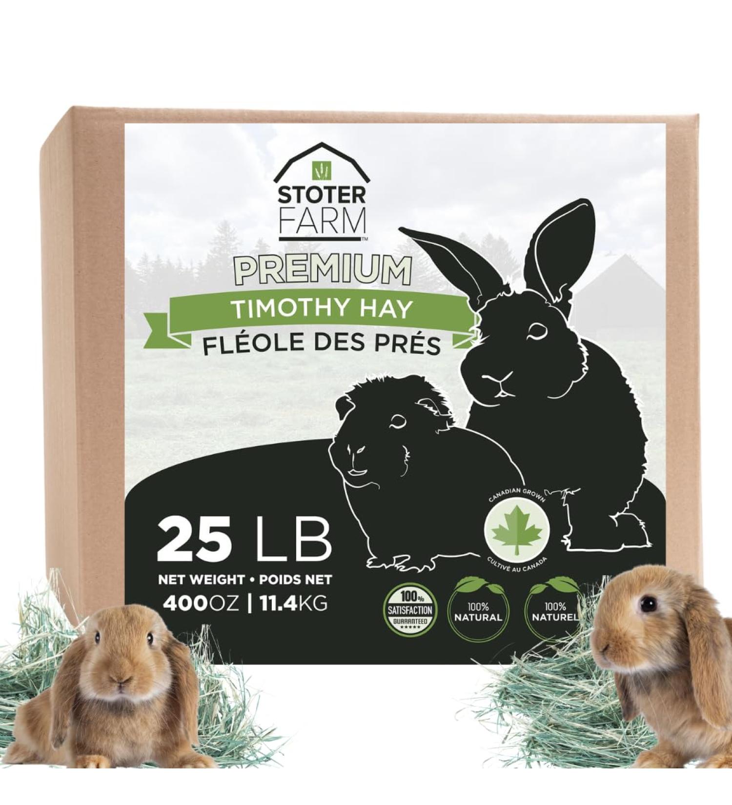 Stoter Farm Premium Timothy Hay Pet Food for Rabbits Guinea Pigs Chinchilla and Other Small Pets 25lb Box - Buy Online on GoSupps.com