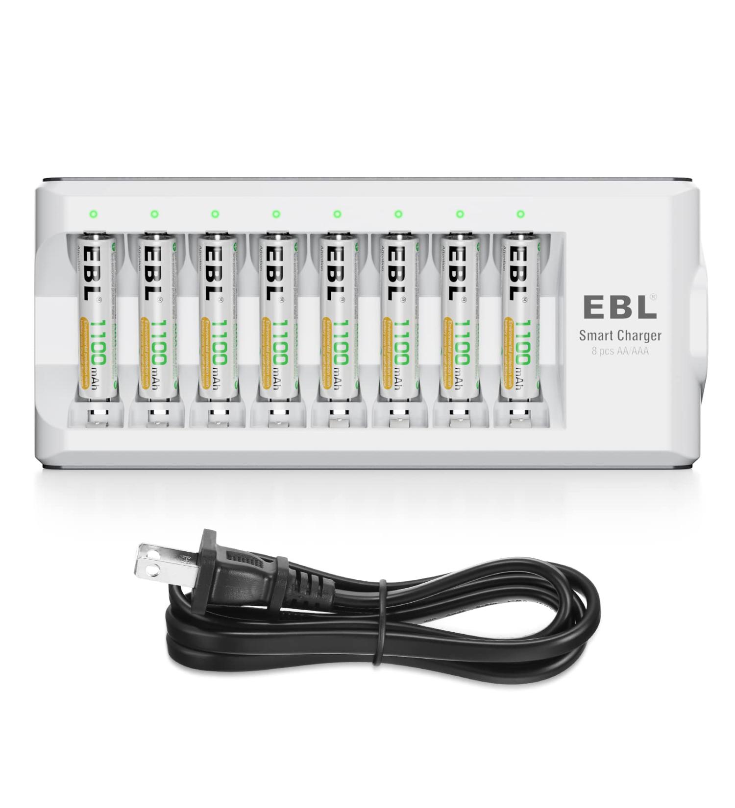 Buy EBL Rechargeable AAA Batteries 8 Pack - 1100mAh NiMH with AA / AAA Battery Charger | International Shipping Available - Buy Online on GoSupps.com