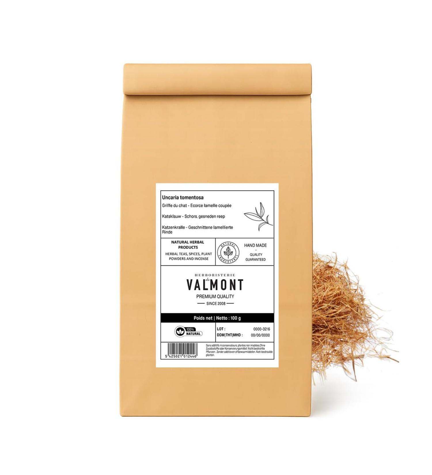 Herboristeria du Valmont Cats claw herbal tea cut bark stripes 100 grams