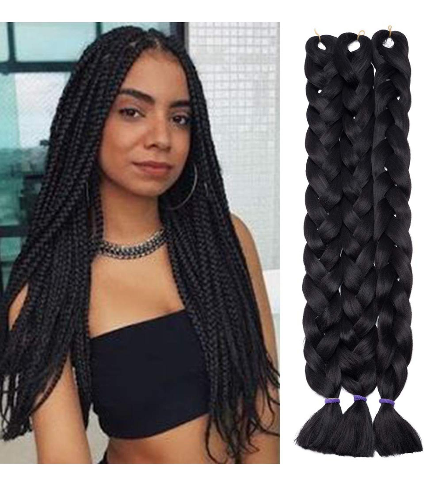 Tess 41 Jumbo Braids Extensions - Synthetic Crochet Hair | 1 Piece 165g Bundle | 100cm Black Braiding Hair - Buy Online on GoSupps.com