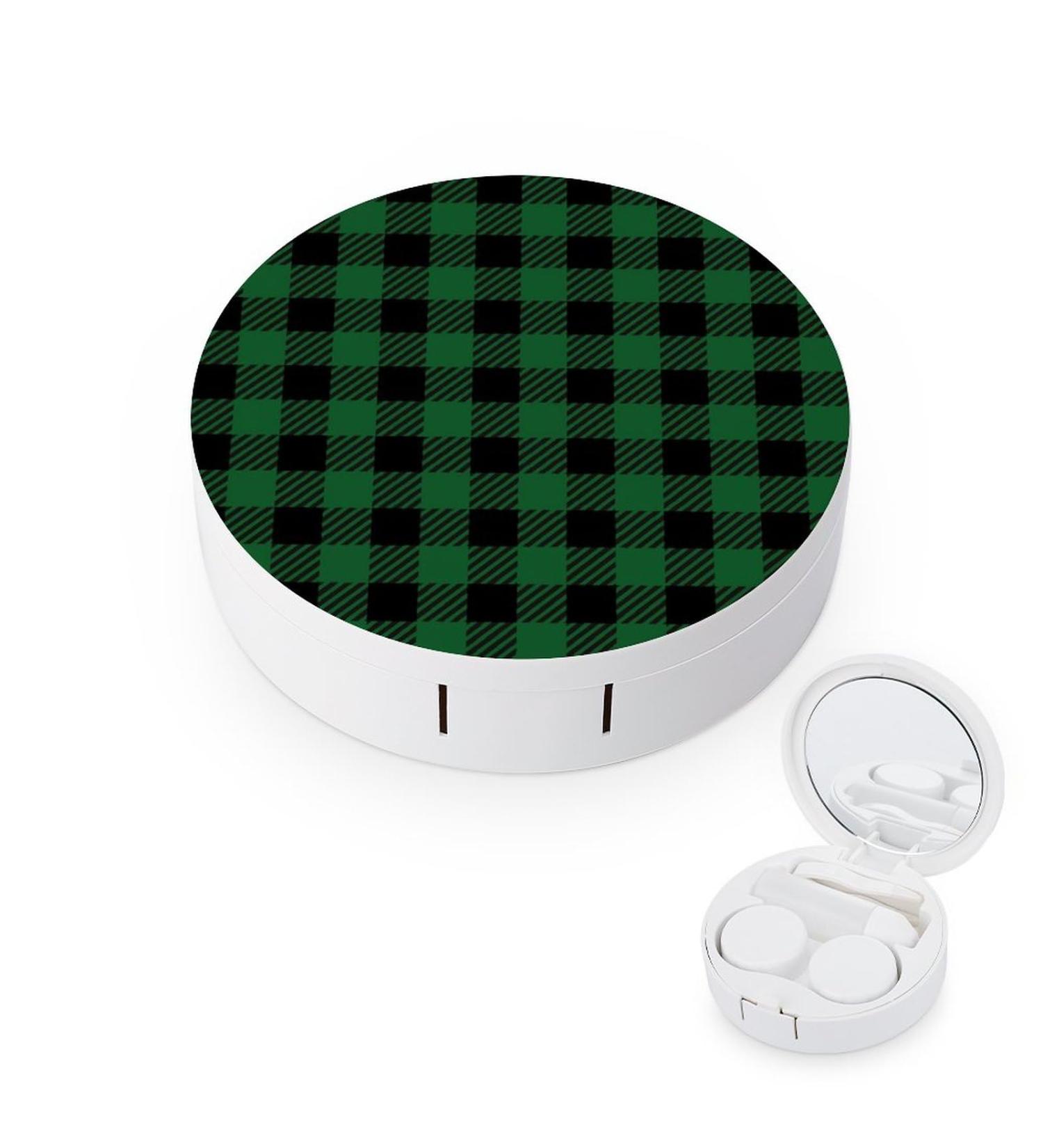 Buffalo Plaid Contact Lens Case - Portable Travel Box with Mirror for Easy Lens Storage - Buy Online on GoSupps.com
