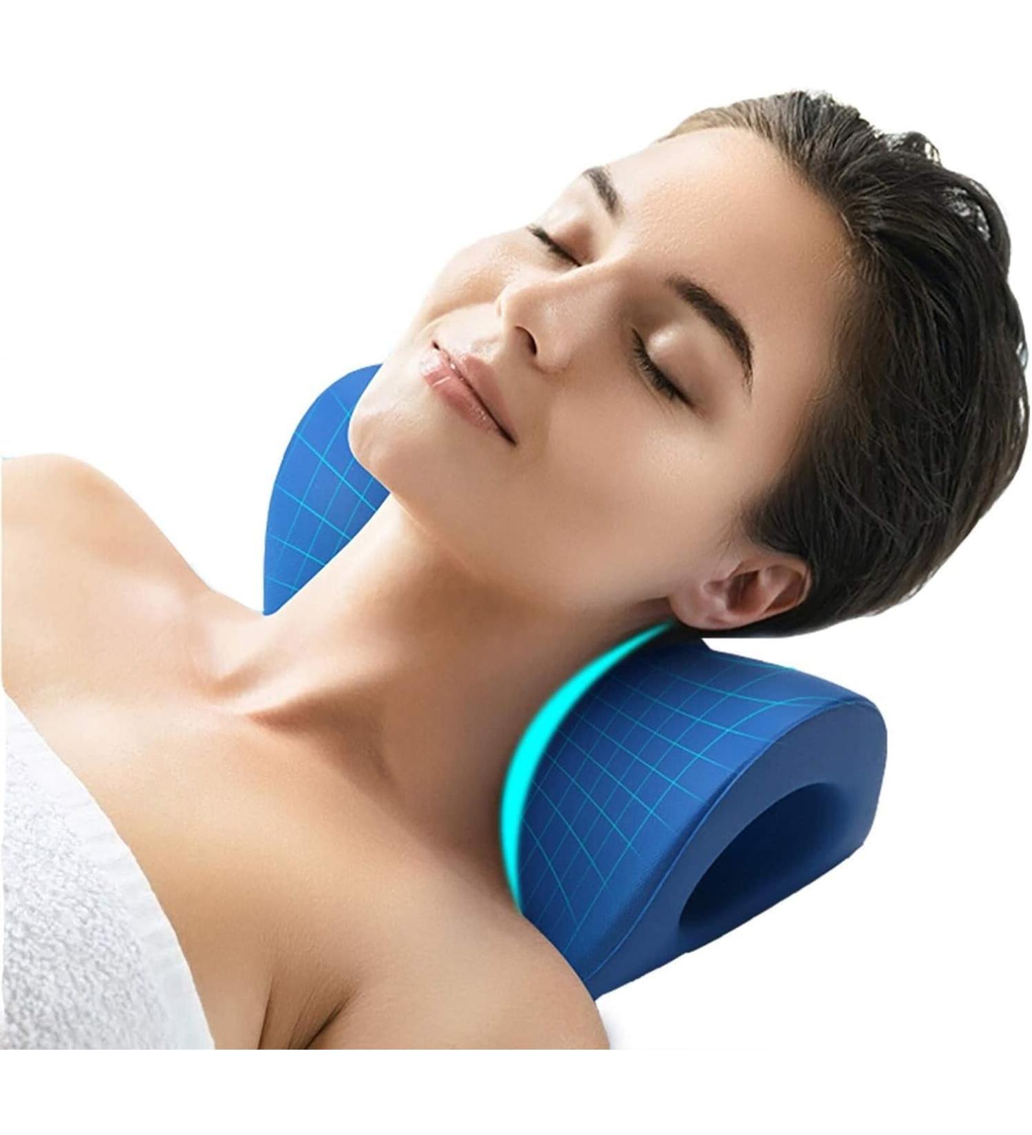 SSDDLZEQ Neck Clamp & Pillow - Portable Cervical Traction Cushion for Ergonomic Neck Support & Pain Relief - Blue - Buy Online on GoSupps.com