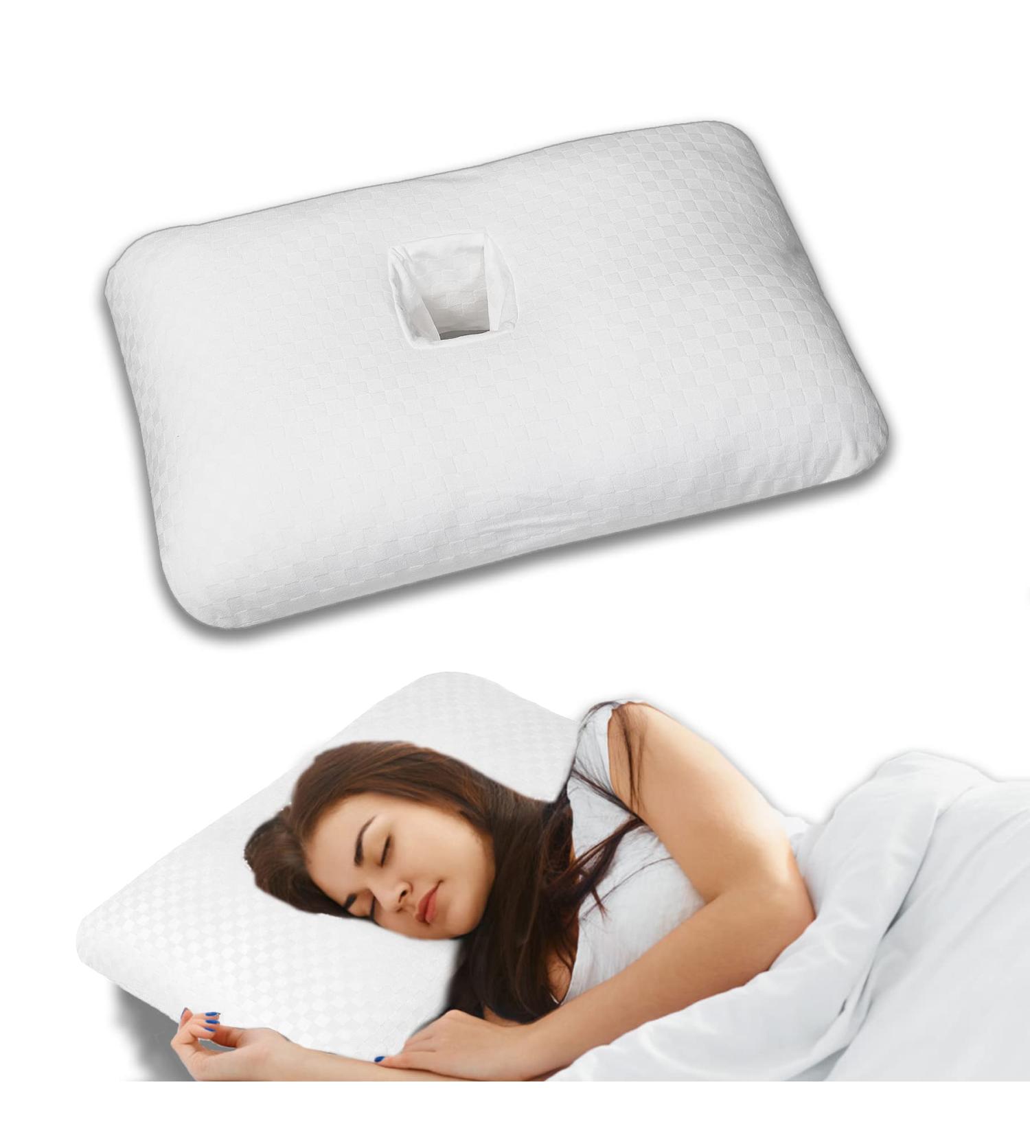 Wuronsa Ear Pillow with Ear Hole for CNH and Sore Ear Pain - Ear Piercing Pillow for Side Sleepers - Supports Earplugs for Sleep - White - Buy Online on GoSupps.com