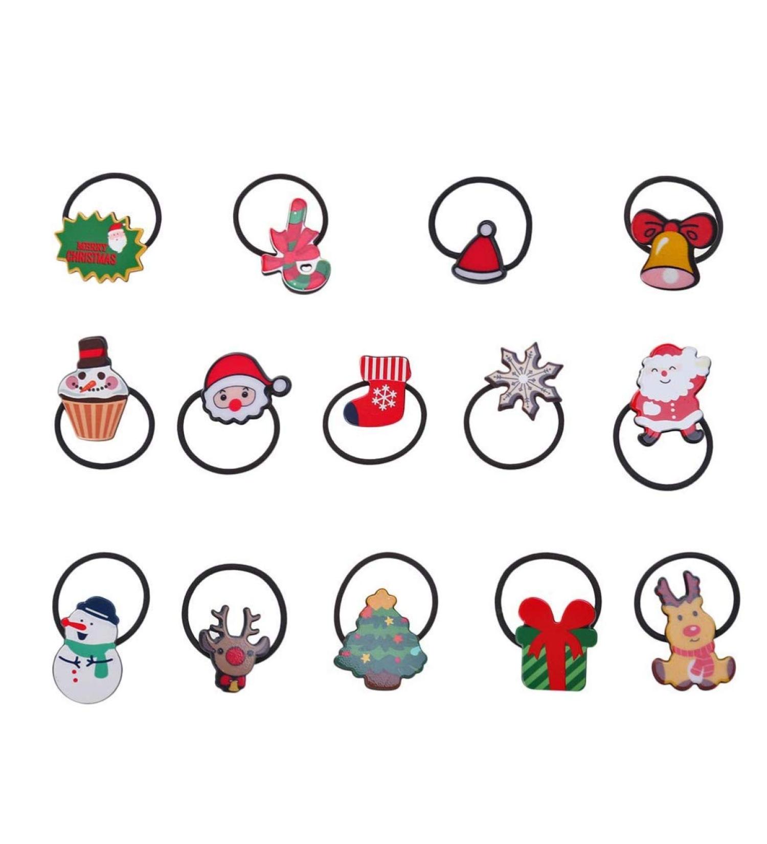 Frcolor 14Pcs Christmas Hair Ties - Santa Claus Elastic Bands & Ponytail Holders for Girls & Women - Buy Online on GoSupps.com