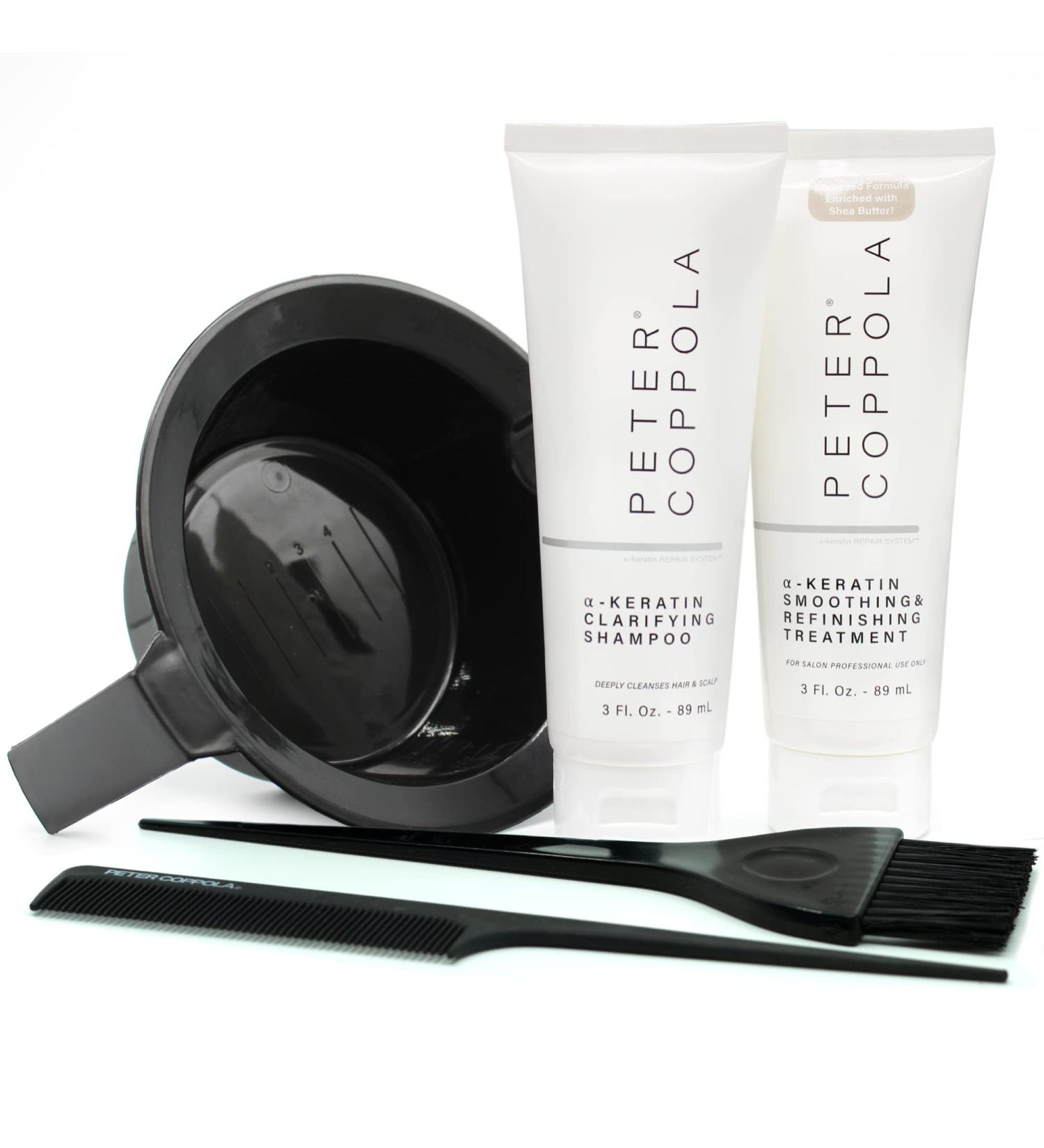 Buy PETER COPPOLA Keratin Treatment Kit - At-Home Hair Straightening & Smoothing for All Hair Types | Includes Shampoo Bowl Brush & Comb | International Shipping Available - Buy Online on GoSupps.com