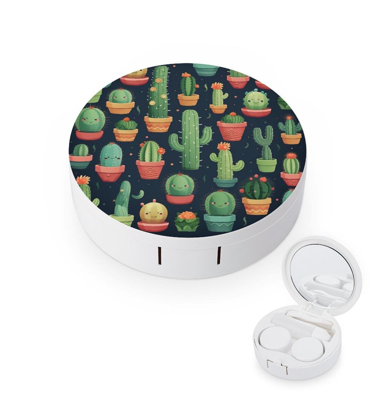 Buy Cute Cactus Contact Lens Case - Portable Travel Storage Box for Lenses | Stylish & Functional - Buy Online on GoSupps.com