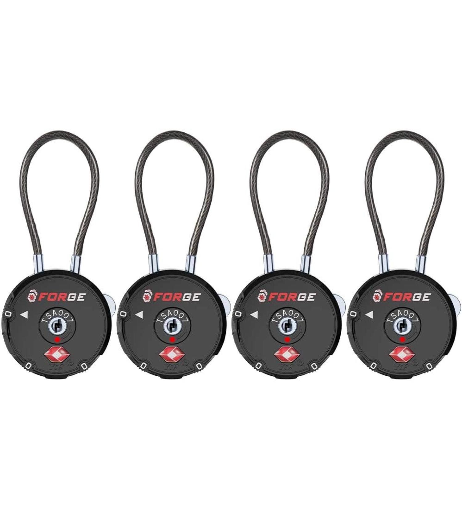 Forge Quality TSA Approved Luggage Locks for Travel Accessories Set Your own Combination Zinc Alloy Body Cable Black 4 Locks - Buy Online on GoSupps.com