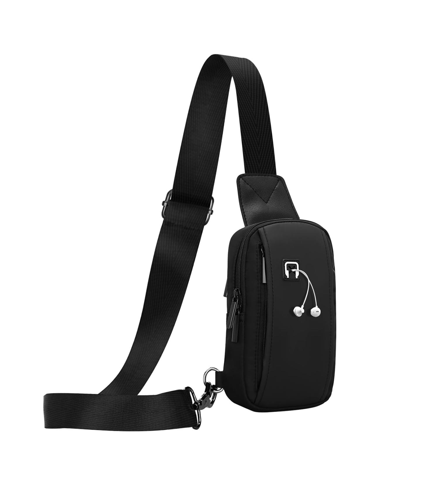 ZXK Co Sling Bag for Men - Waterproof & Durable Crossbody Bag | Small Black Breast Pocket for Cycling Running & Commuting - Buy Online on GoSupps.com