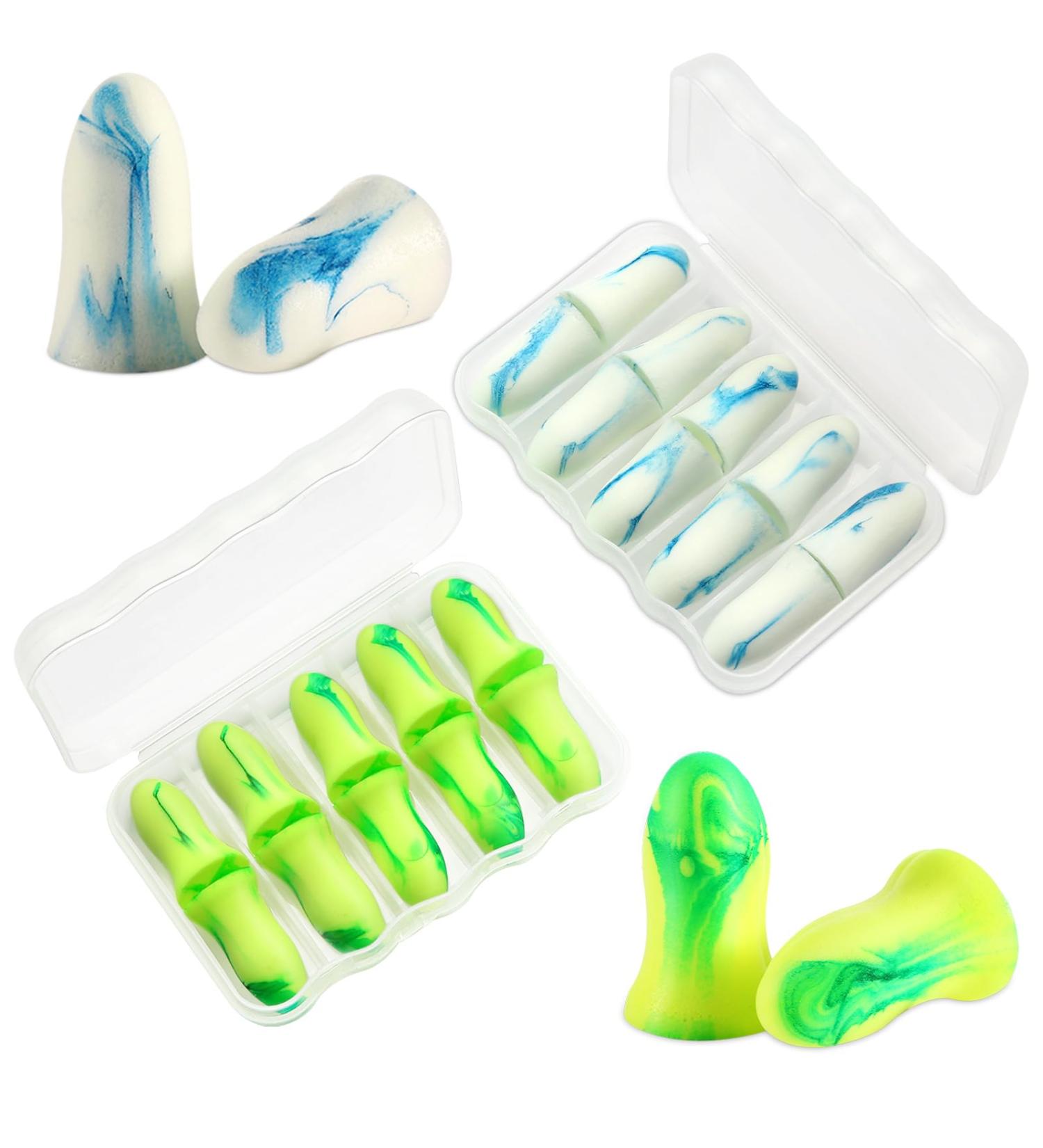 10 Pairs Noise Cancelling Ear Plugs for Sleep Concerts & Travel - 40dB Ear Protection in Green & Blue - Buy Online on GoSupps.com