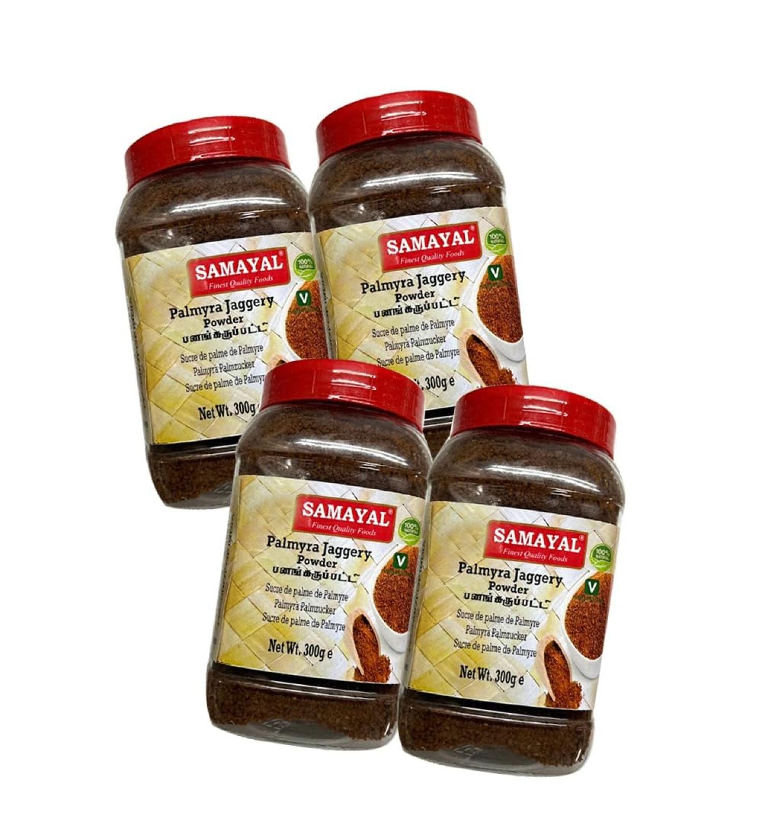 Samayal Palmyra Jaggery Powder Jar |300G | Natural Sweetener | No Preservatives Added | Jaggery Powder |Hand Crushed Gur Powder |Gluten Free | Indian Origin (Pack of 4) - Buy Online on GoSupps.com