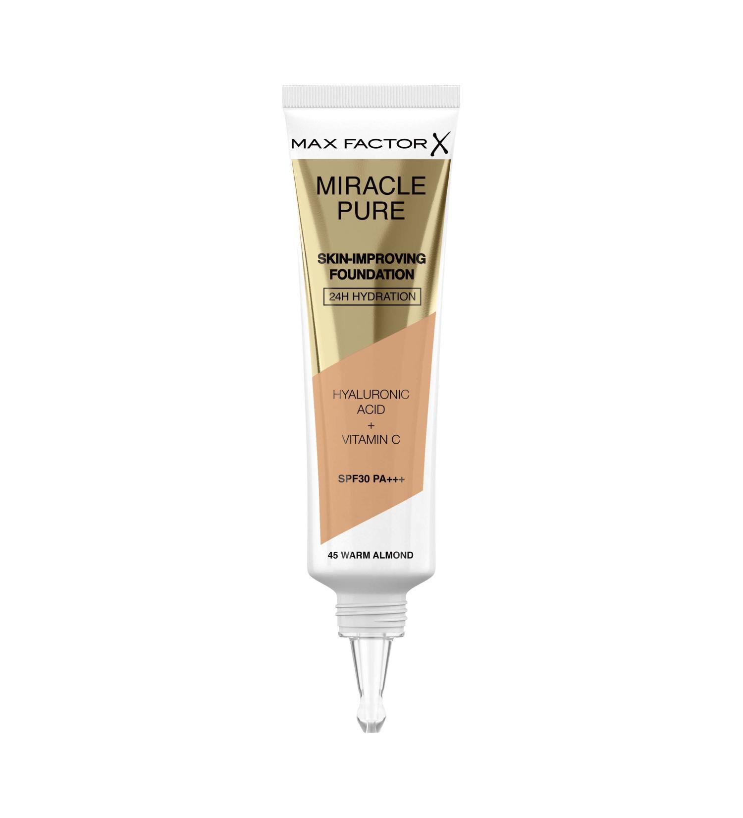 Max Factor Miracle Pure Foundation Warm Almond 45 - Lightweight and Flawless Coverage - Buy Online on GoSupps.com