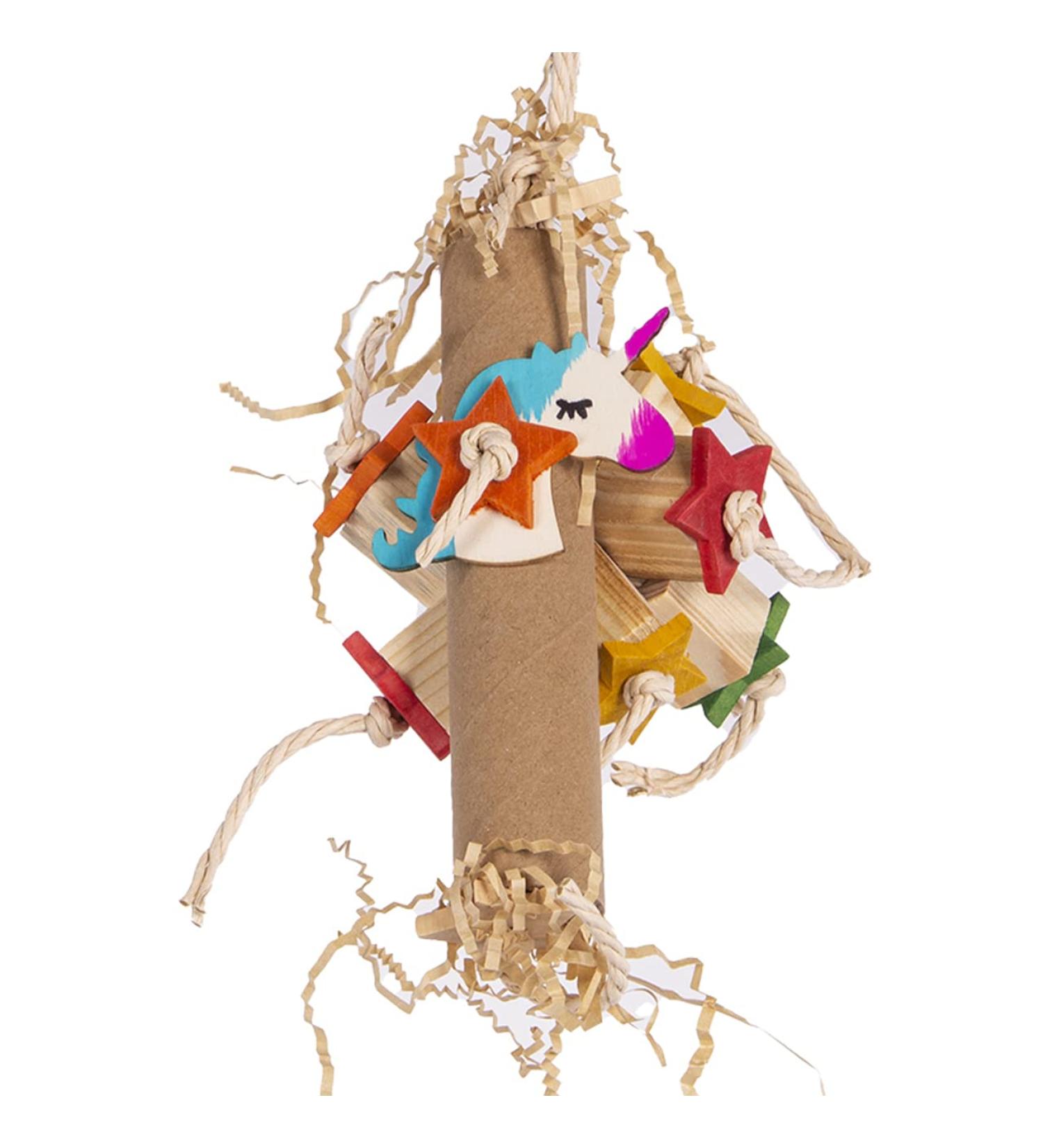 HappyBird Unicorn Star-Roll | Eco-Friendly Shredding Toy for Parakeets & Small Parrots - Best Bird Toys for Happy Birds - Buy Online on GoSupps.com