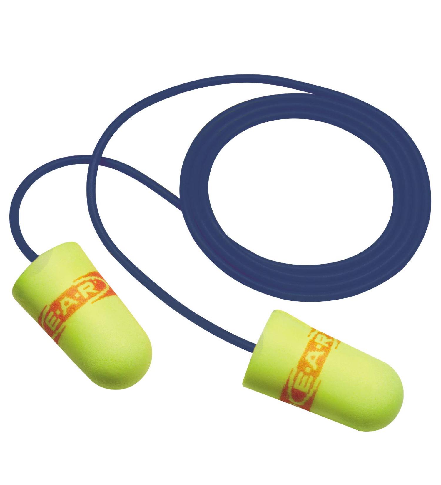 3M Ear Plugs 200/Box E-A-Rsoft Superfit 311-4109 with Metal Detectable Cord - NRR 32 Disposable Foam for Drilling, Grinding, Machining, Sawing, Sanding, Welding - Yellow/Red - Buy Online on GoSupps.com