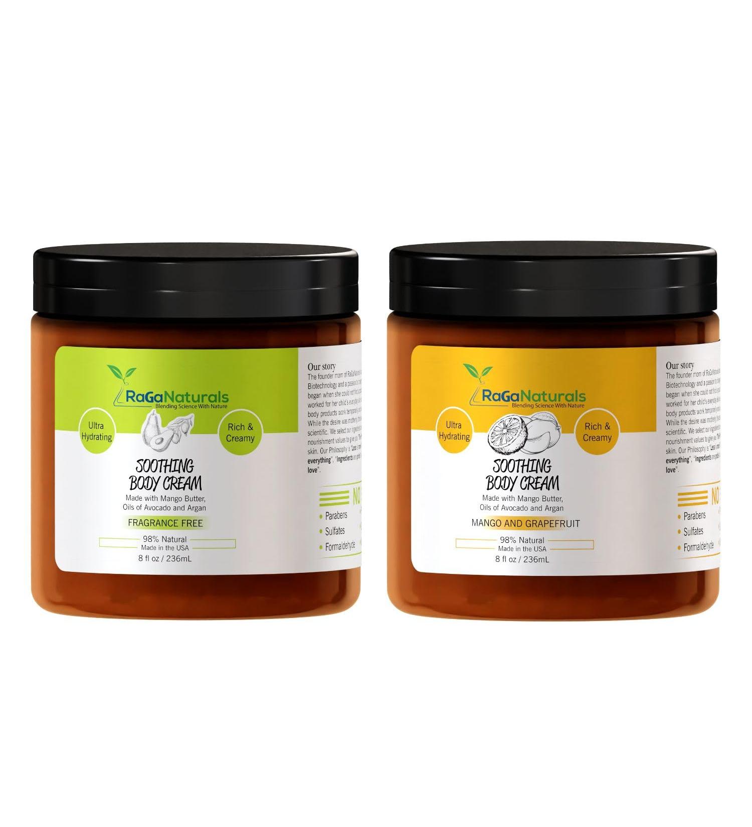 Fragrance Free and Tropical Bliss Face and Body Cream All Natural Ultra Rich Body Butter Cream for Women Men and Kids - 8fl oz - Buy Online on GoSupps.com