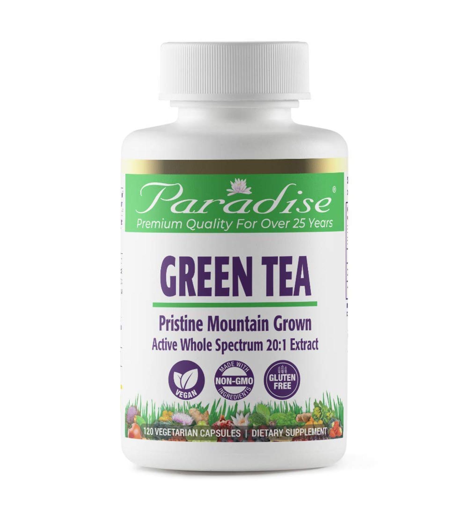 Paradise Herbs Green Tea Extract - 120 Vegetarian Capsules for Antioxidant Boost - Buy Online on GoSupps.com