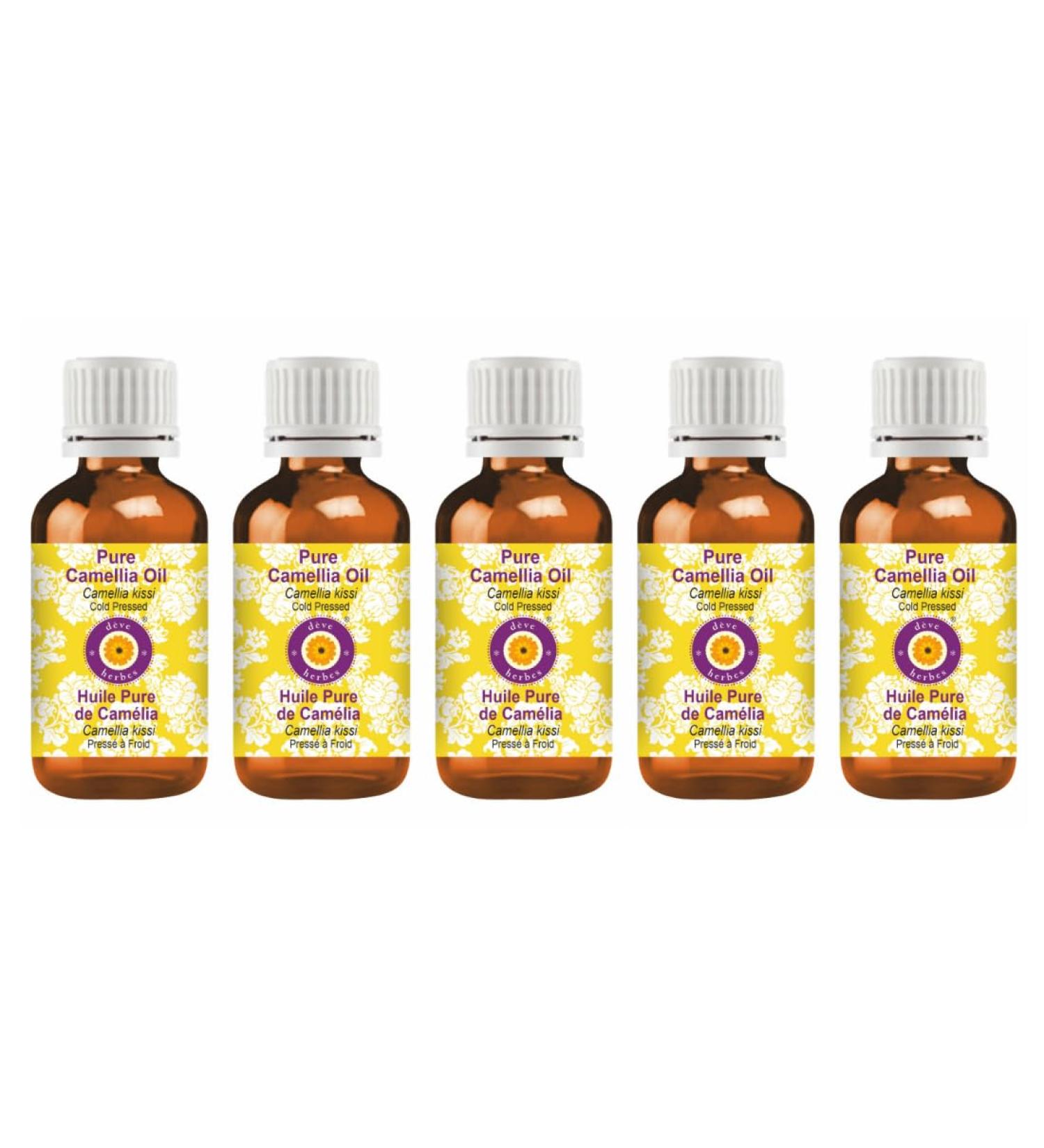 Buy Deve Herbes Pure Camellia Oil Cold Pressed - 100ml x 5 | Premium Skin & Hair Care | International Shipping Available - Buy Online on GoSupps.com