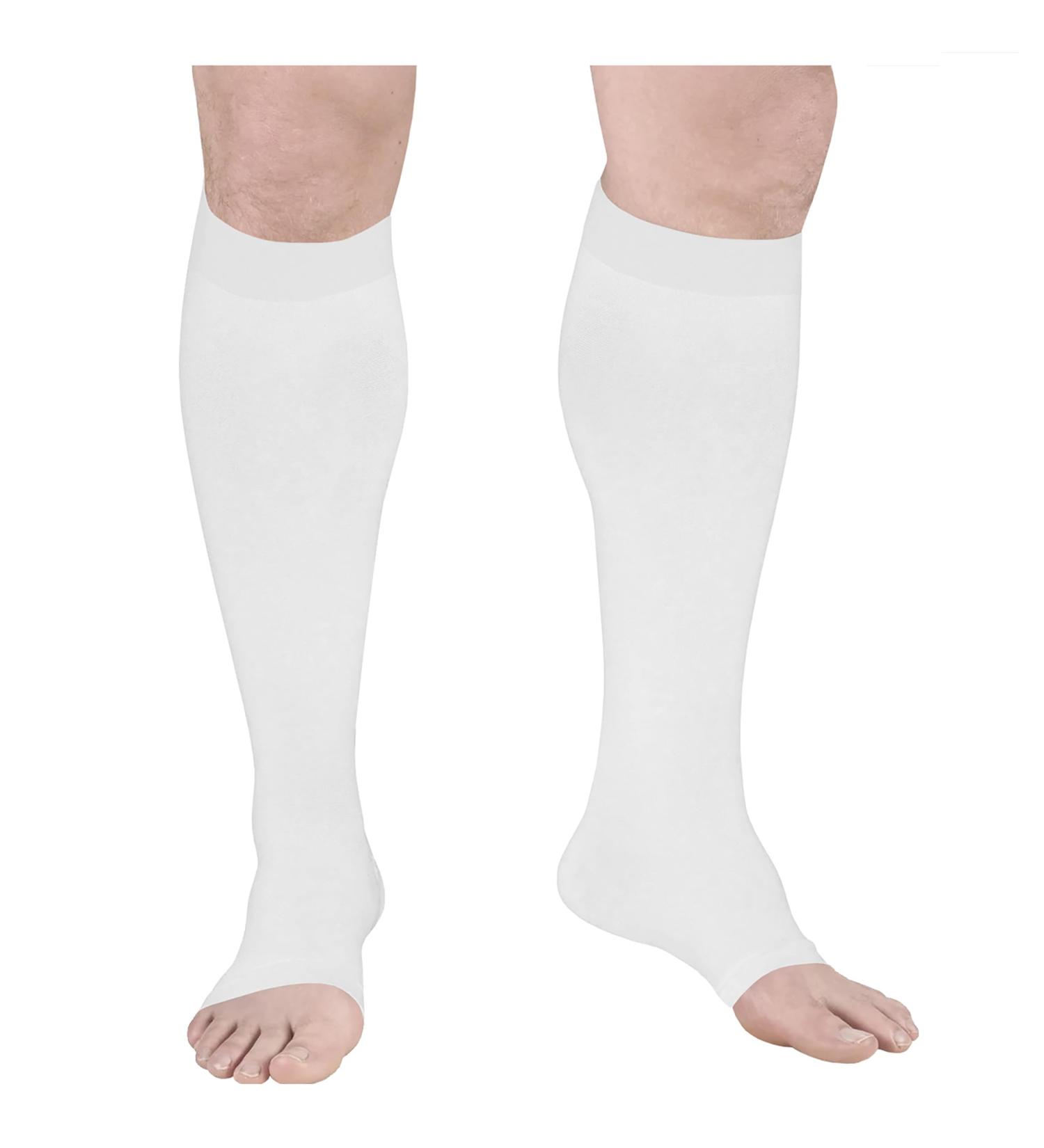 Truform Surgical Stockings - 18 mmHg Compression Knee High Open Toe Unisex White Medium - 1 Pair for Optimal Health & Comfort - Buy Online on GoSupps.com