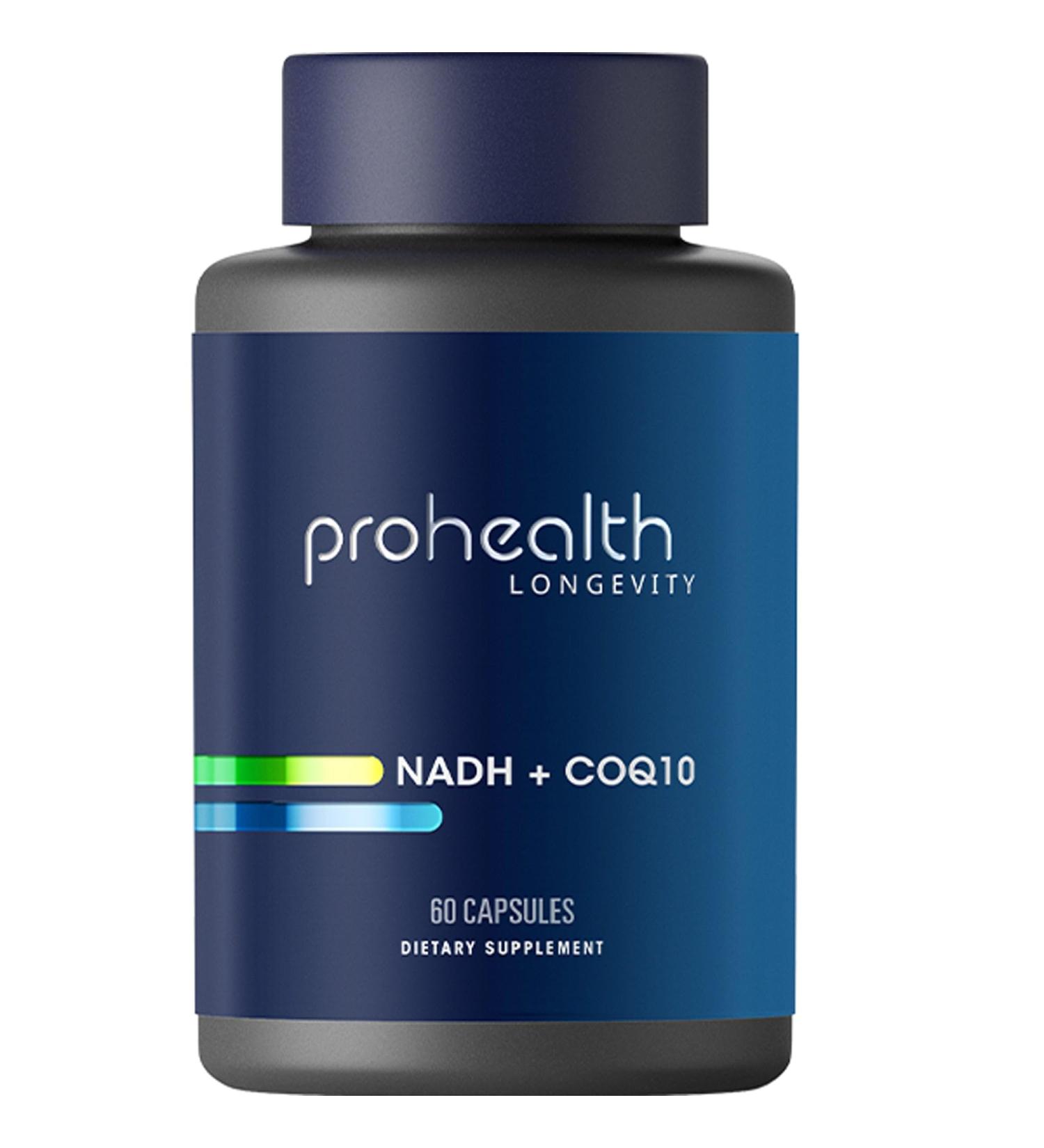 ProHealth NADH + CoQ10 - 60 Day Supply Energy & Focus Supplement | Pure 25 mg NADH & 100 mg CoQ10 | 60 Acid Resistant Capsules for Enhanced ATP Production - Buy Online on GoSupps.com