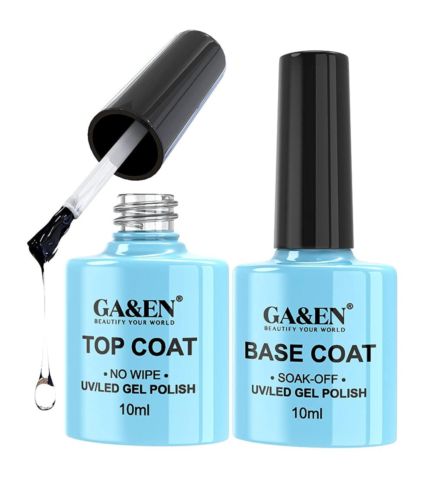 10ml No Wipe Top Coat & Base Coat Set - Quick Dry, Long Lasting Nail Gel Polish for Salon & Home Use - Buy Online on GoSupps.com