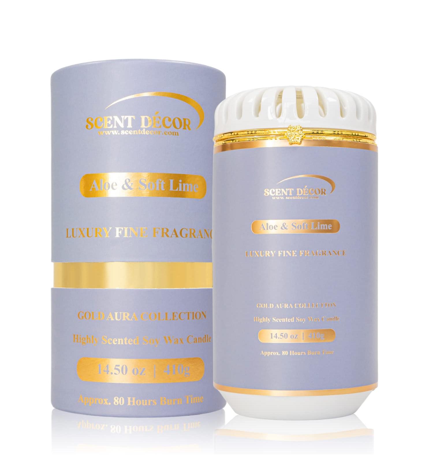 Aloe & Soft Lime Aromatherapy Candle - Highly Scented Decorative Candles for Home | Gifts for Women | 80 Hours Burn Time | 14.5 oz - Buy Online on GoSupps.com