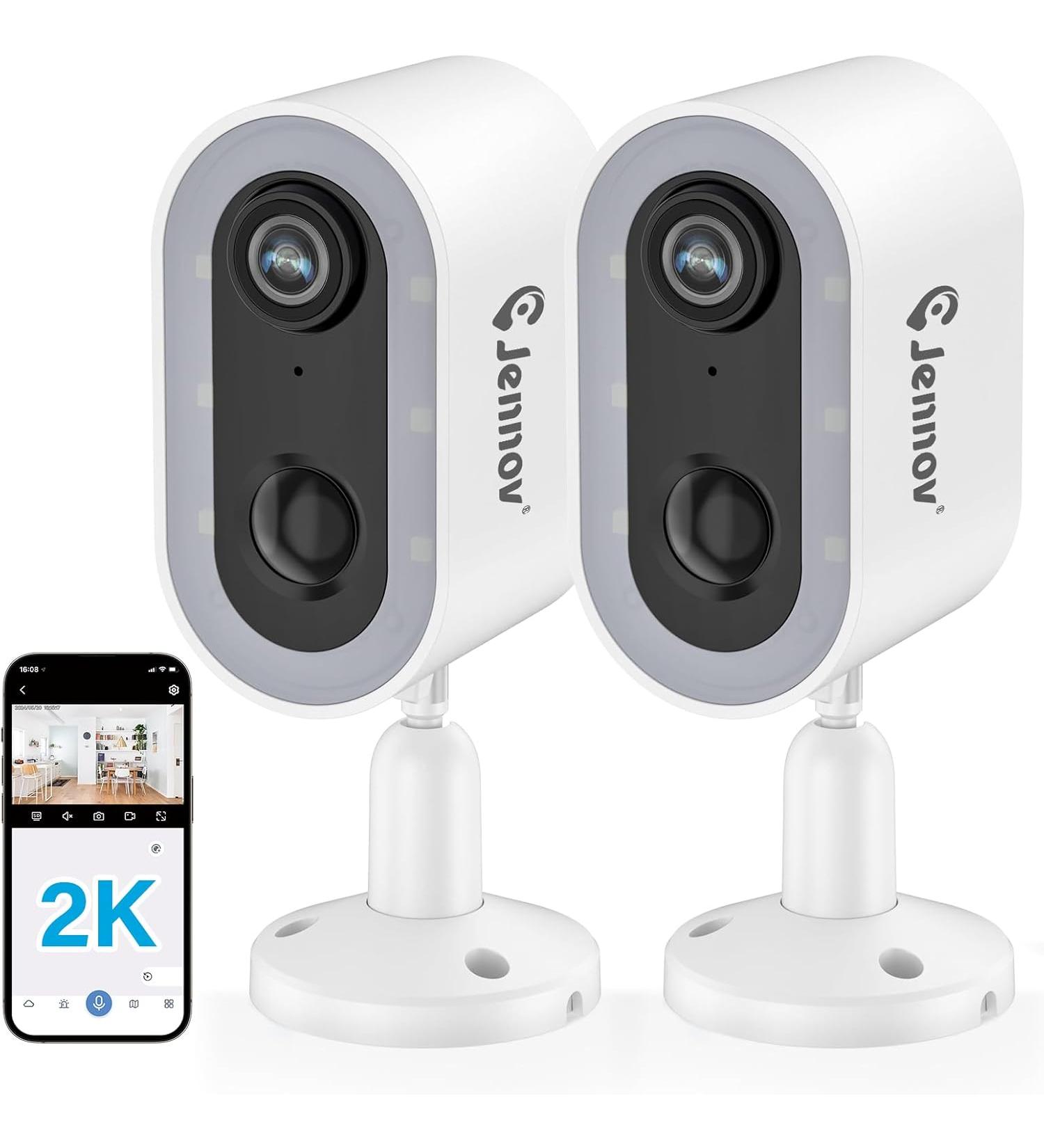 Jennov 2K Wireless Outdoor & Indoor Camera Wi-Fi Battery Powered Camera with AI Smart Color Night Vision - Pack Of 2 - Buy Online on GoSupps.com