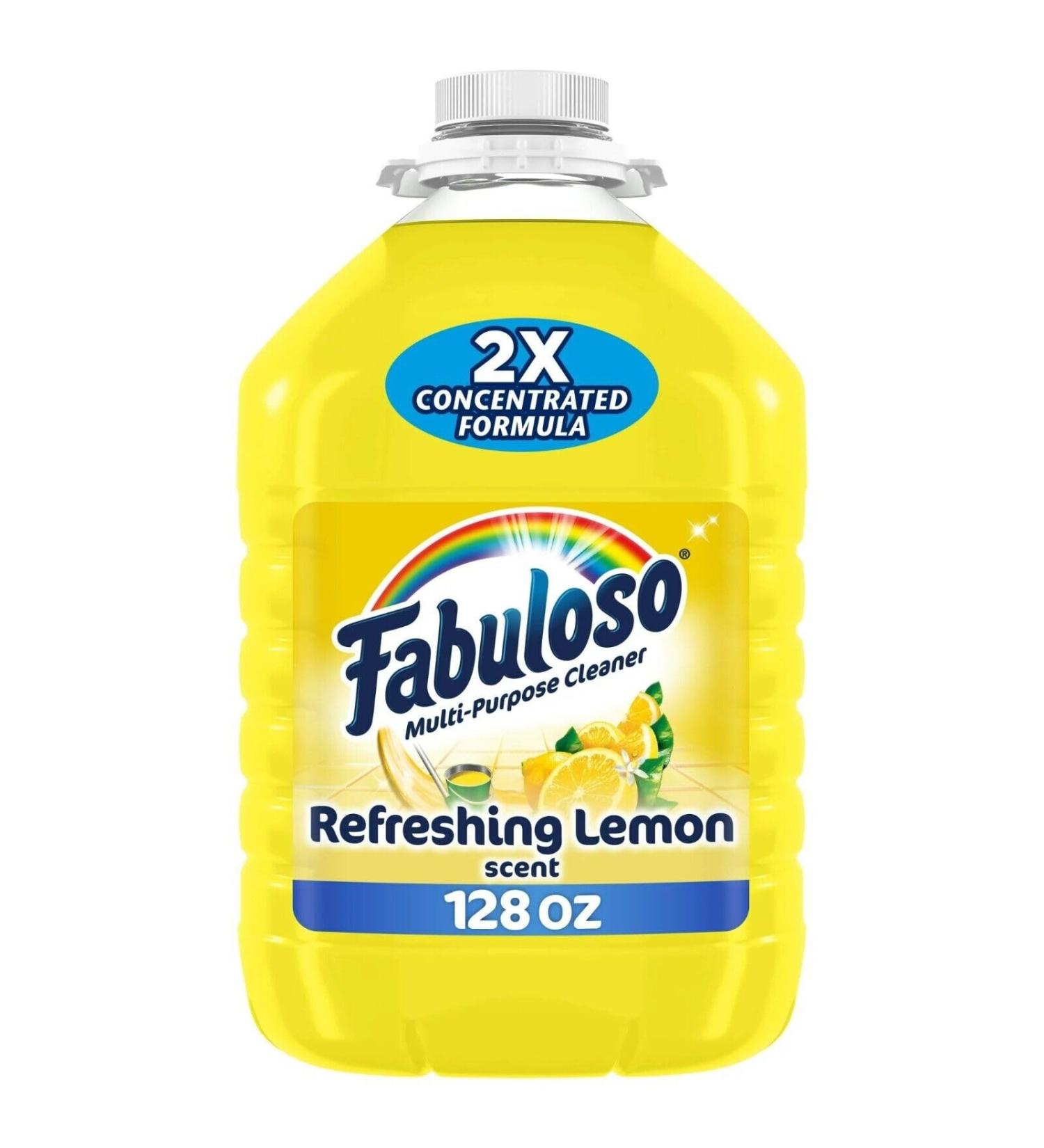 Fabuloso Multi- Purpose Cleaner 1 Gallon Refreshing Lemon Scent 2x Concentrated Formula - for Floors Counters and Windows Bundled with a PD Ship Safe Bag