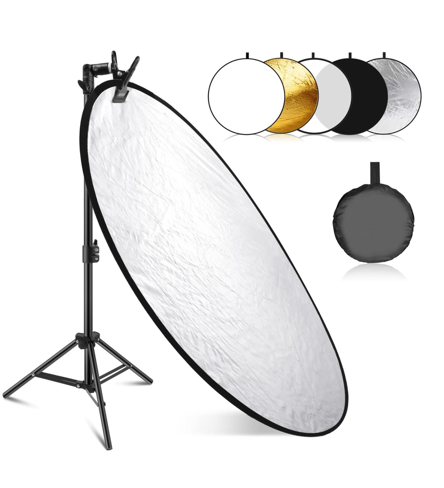 NEEWER 32 5-in-1 Light Reflector Kit with Metal Clamp and Short Stand for Children Studio Photography - Buy Online on GoSupps.com