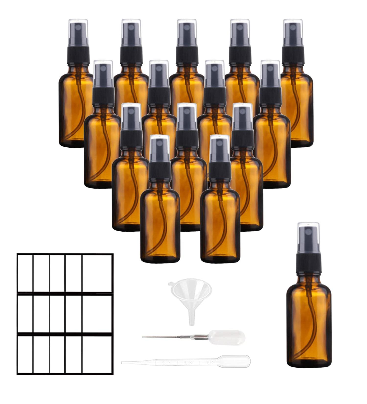 Suxnos 30ml Travel Atomizer Spray Bottle - Glass Perfume Bottles 15pcs Amber Brown Travel Size with Black Lid Portable Perfume Container - Buy Online on GoSupps.com