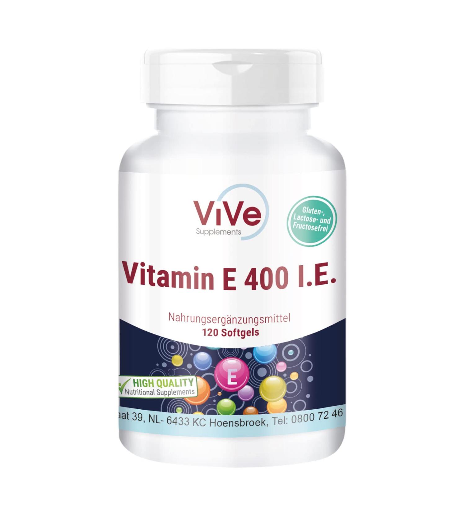 Vitamin E 400 IU - 120 Softgels | Antioxidant & Cell Protection | Quality German Supplements by ViVe - Buy Online on GoSupps.com