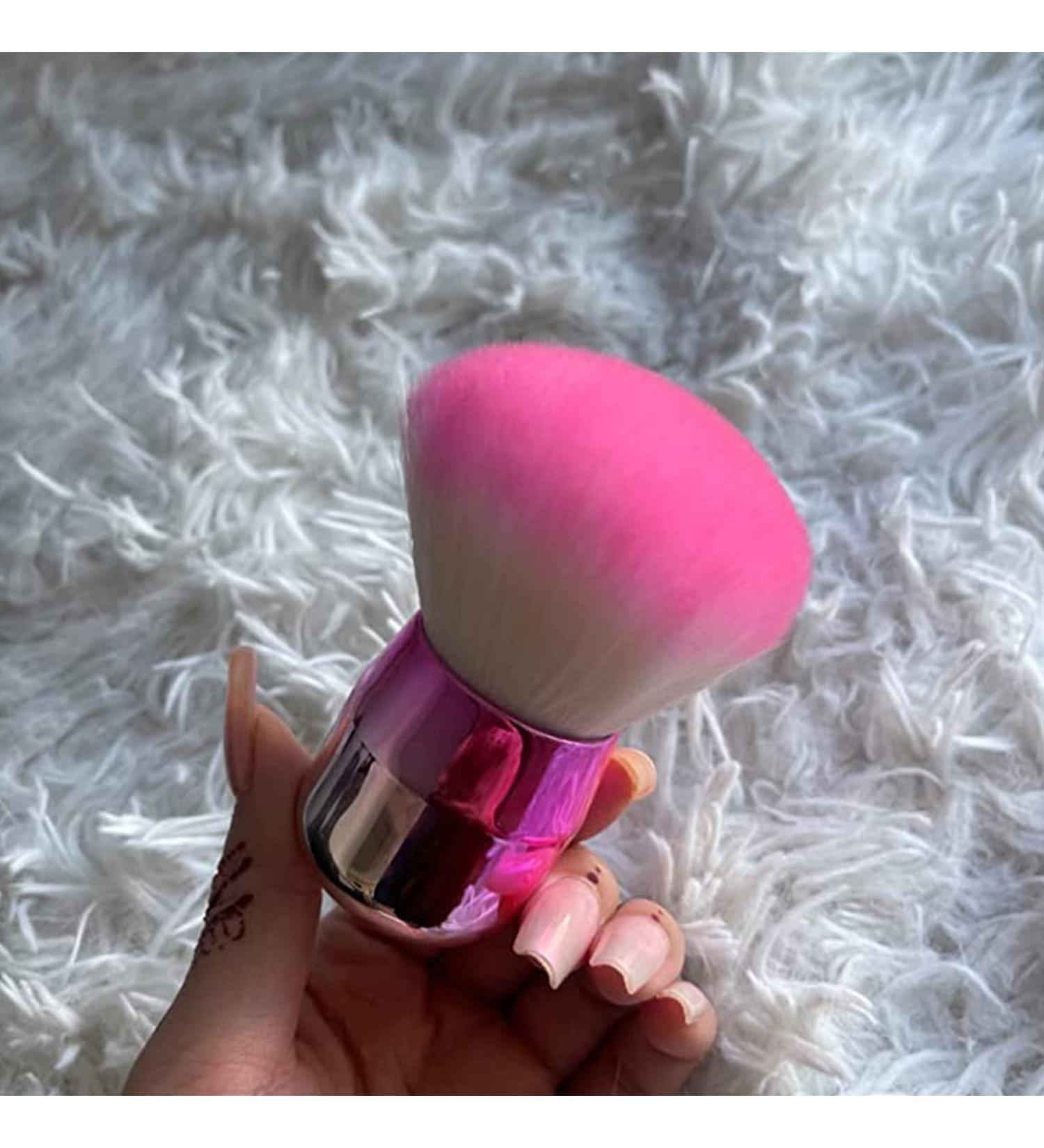 ANGNYA Soft Kabuki Nail Dust Brush for Acrylic Nails - Pink White Hair with Gradient Handle - Buy Online on GoSupps.com