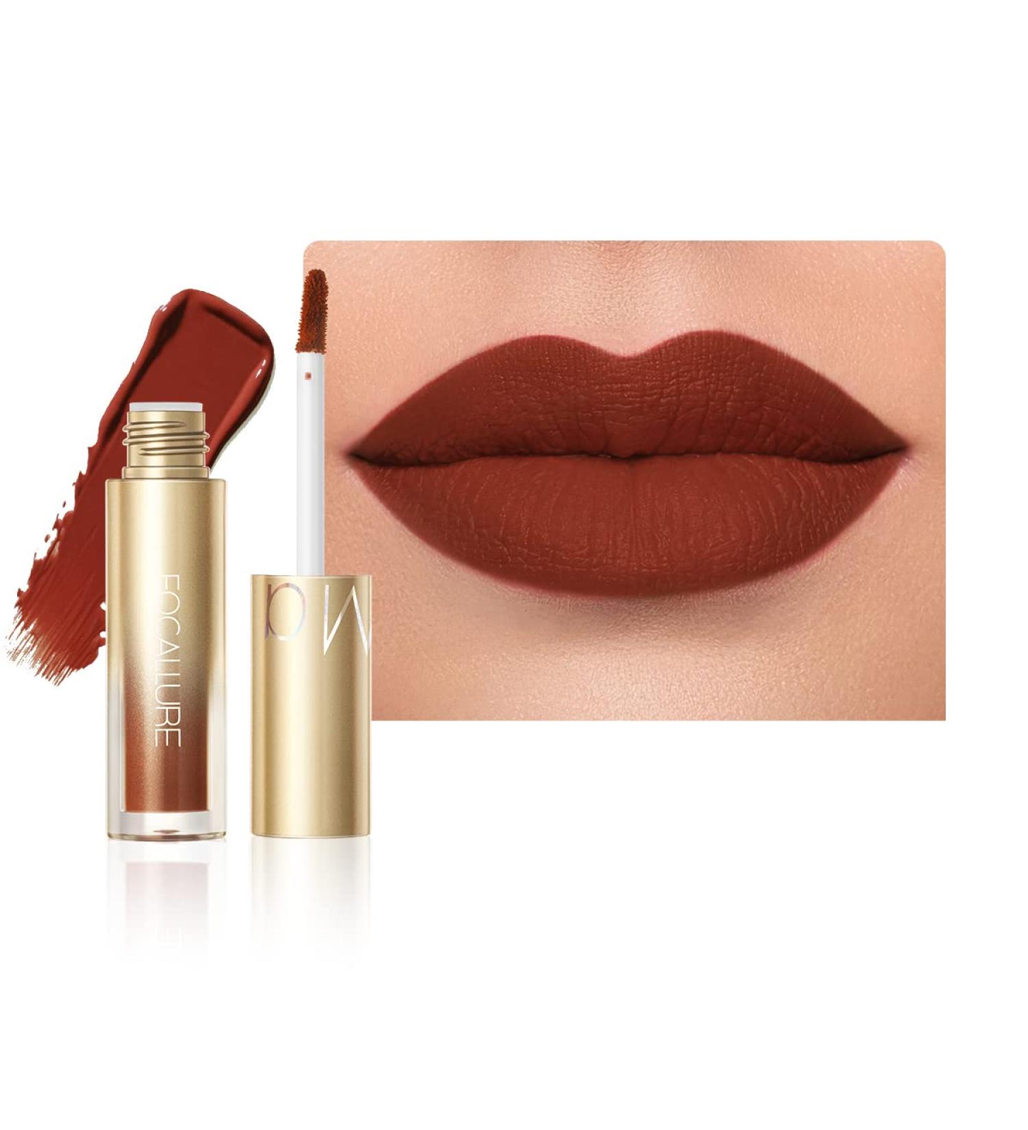 FOCALLURE Velvet Lip Lacquer - Lightweight Matte Liquid Lipstick for Long-Lasting Color | Soft Matte Lip Cream | Non-Stick Cup Lip Gloss P04 - Buy Online on GoSupps.com