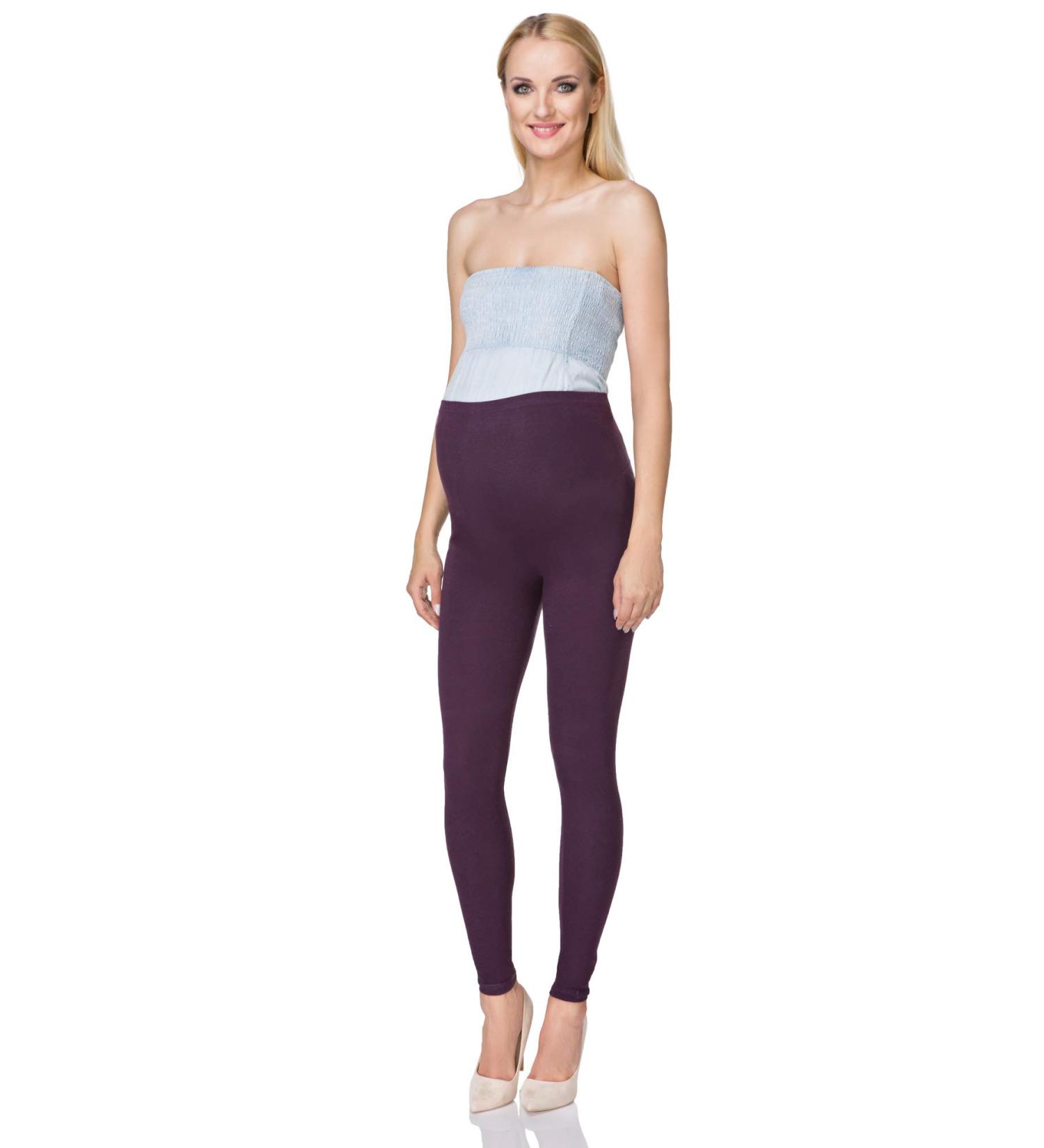 SOFTSAIL Maternity Leggings Pregnancy Pants Cotton Trousers with Belly Support Over Bump High Waisted Stretchy Soft Women Maternity Clothes Pregnancy Wear 14 Plum