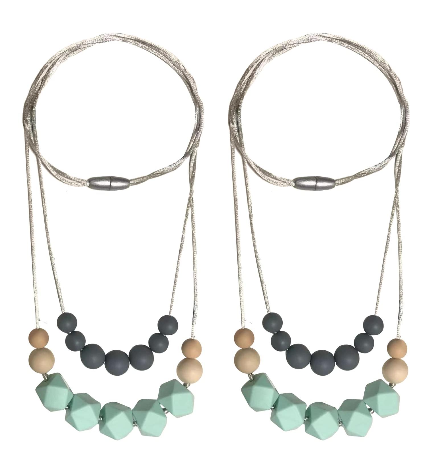 Chew Necklaces for Sensory Kids - 2 Pack Baby Silicone Teething Toys | BPA Free, Freezable & Dishwasher Safe - Buy Online on GoSupps.com