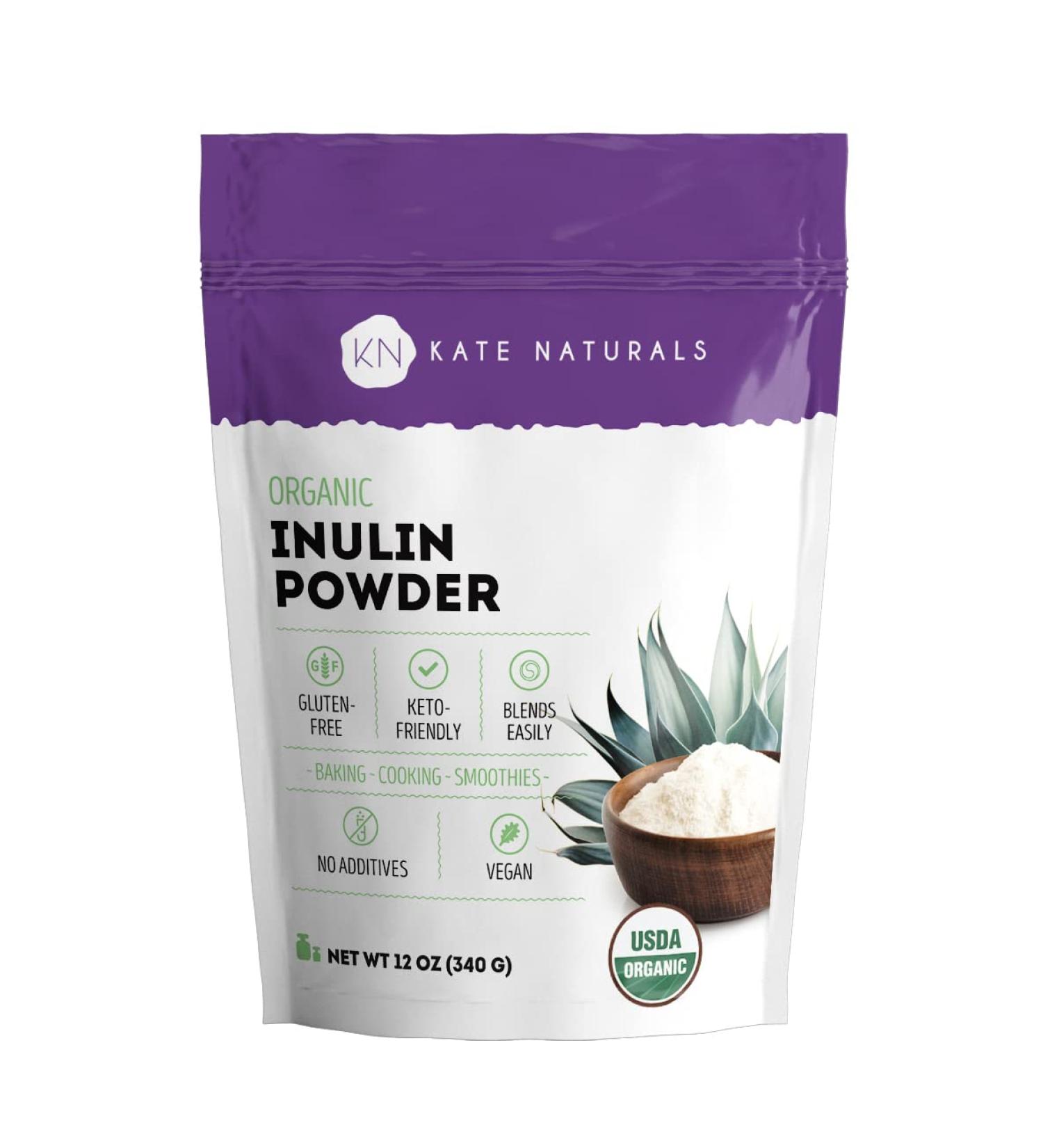 Kate Naturals Organic Inulin Powder (12oz) - USDA Certified Prebiotic Fiber for Gut Health, Vegan Baking, Gluten Free & Keto - Blue Agave Flavor - Buy Online on GoSupps.com