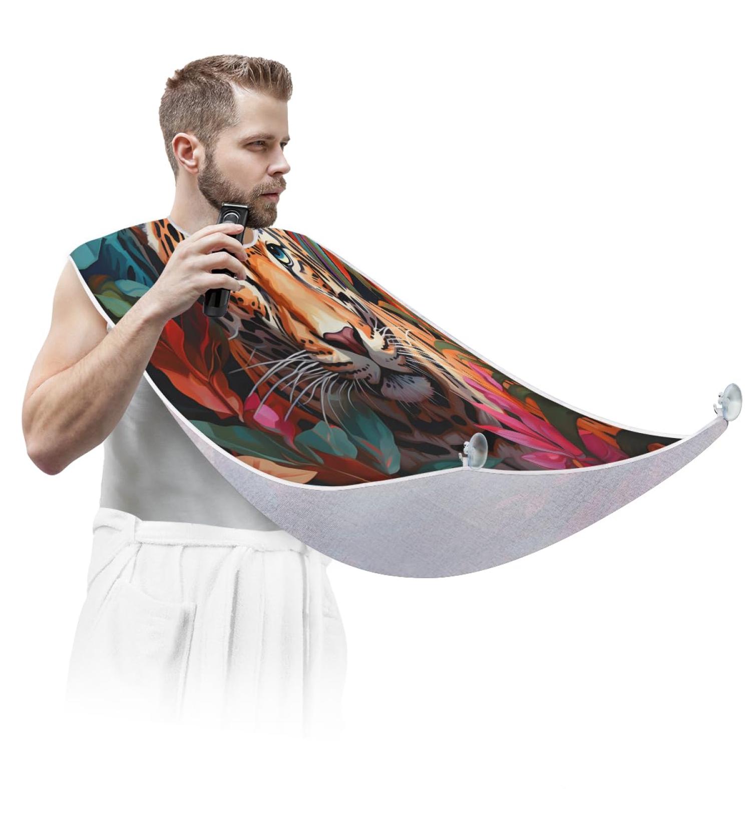 Tiger Flower Beard Bib Apron | Beard Hair Catcher for Men | Perfect Gift for Dad & Husband | Ideal for Father's Day Anniversary & Christmas - Buy Online on GoSupps.com
